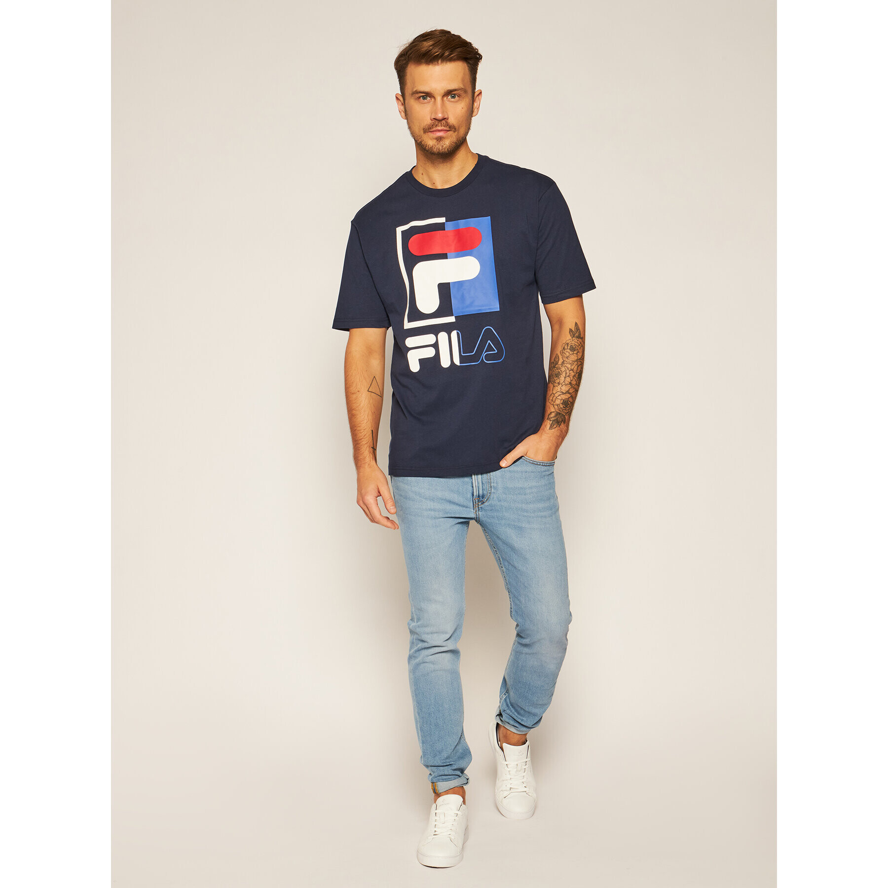 Fila Majica Saku 687475 Mornarsko modra Regular Fit - Pepit.si