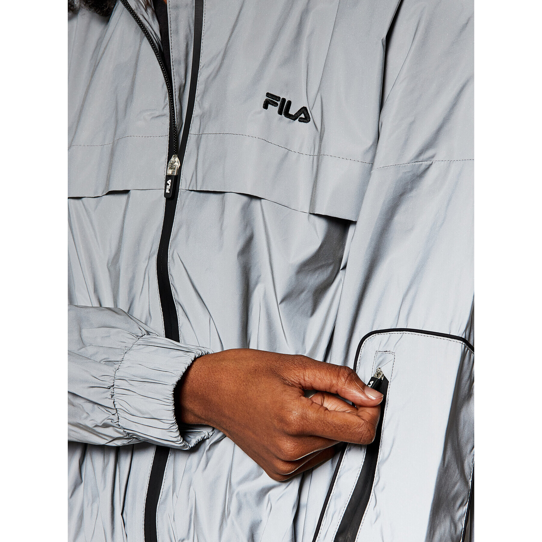 Fila Prehodna jakna Ume 688063 Srebrna Relaxed Fit - Pepit.si