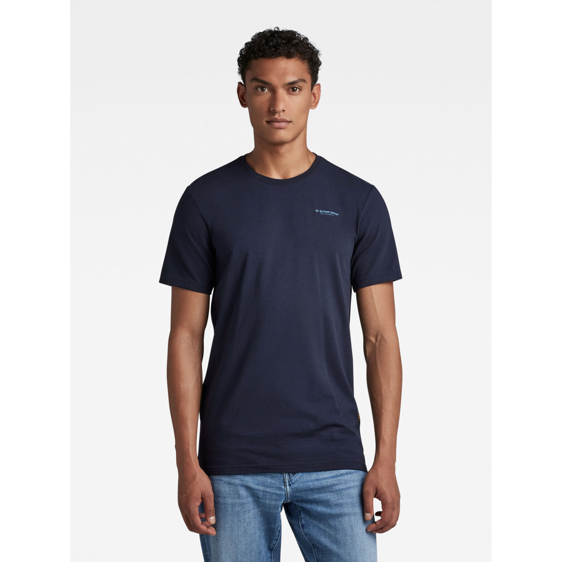 G-Star Raw Majica D19070-C723-C742 Mornarsko modra Slim Fit - Pepit.si