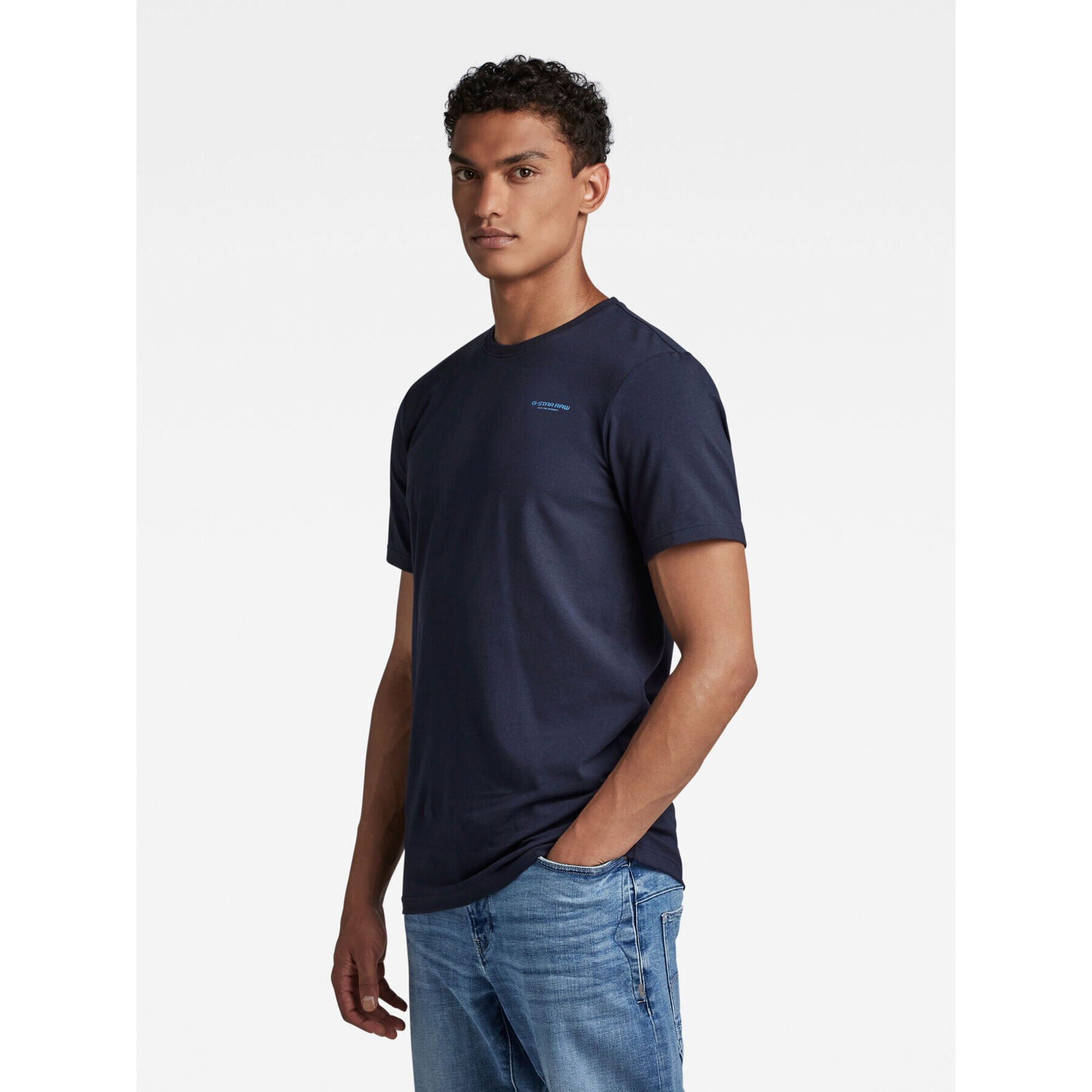 G-Star Raw Majica D19070-C723-C742 Mornarsko modra Slim Fit - Pepit.si