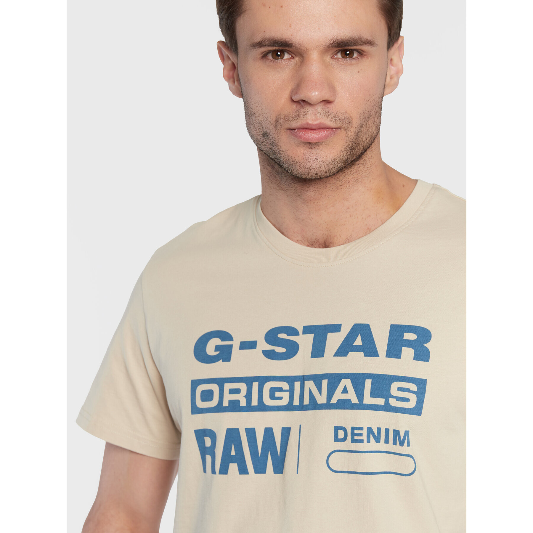 G-Star Raw Majica Original Label D22204-336-D309 Bež Regular Fit - Pepit.si