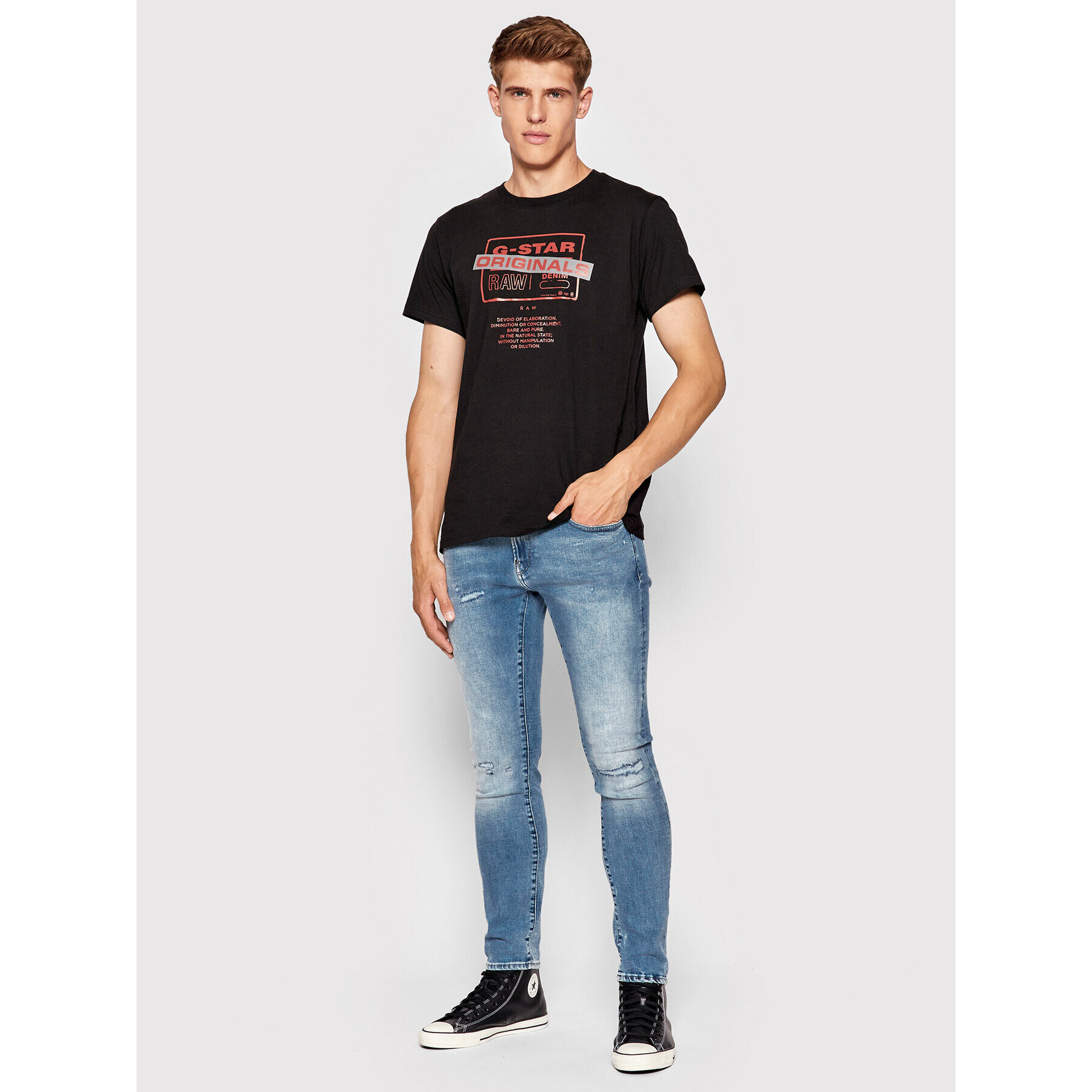 G-Star Raw Majica Originals Logo D21181-336-6484 Črna Regular Fit - Pepit.si