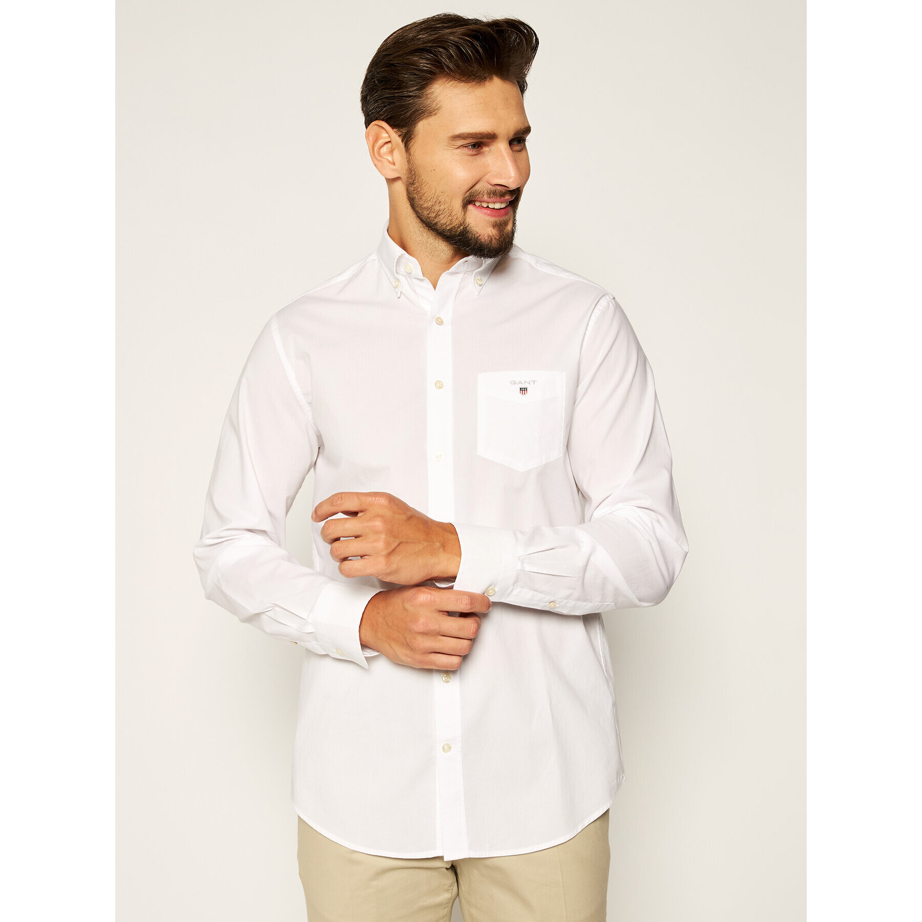 Gant Srajca The Broadcloth Reg 3046400 Bela Regular Fit - Pepit.si