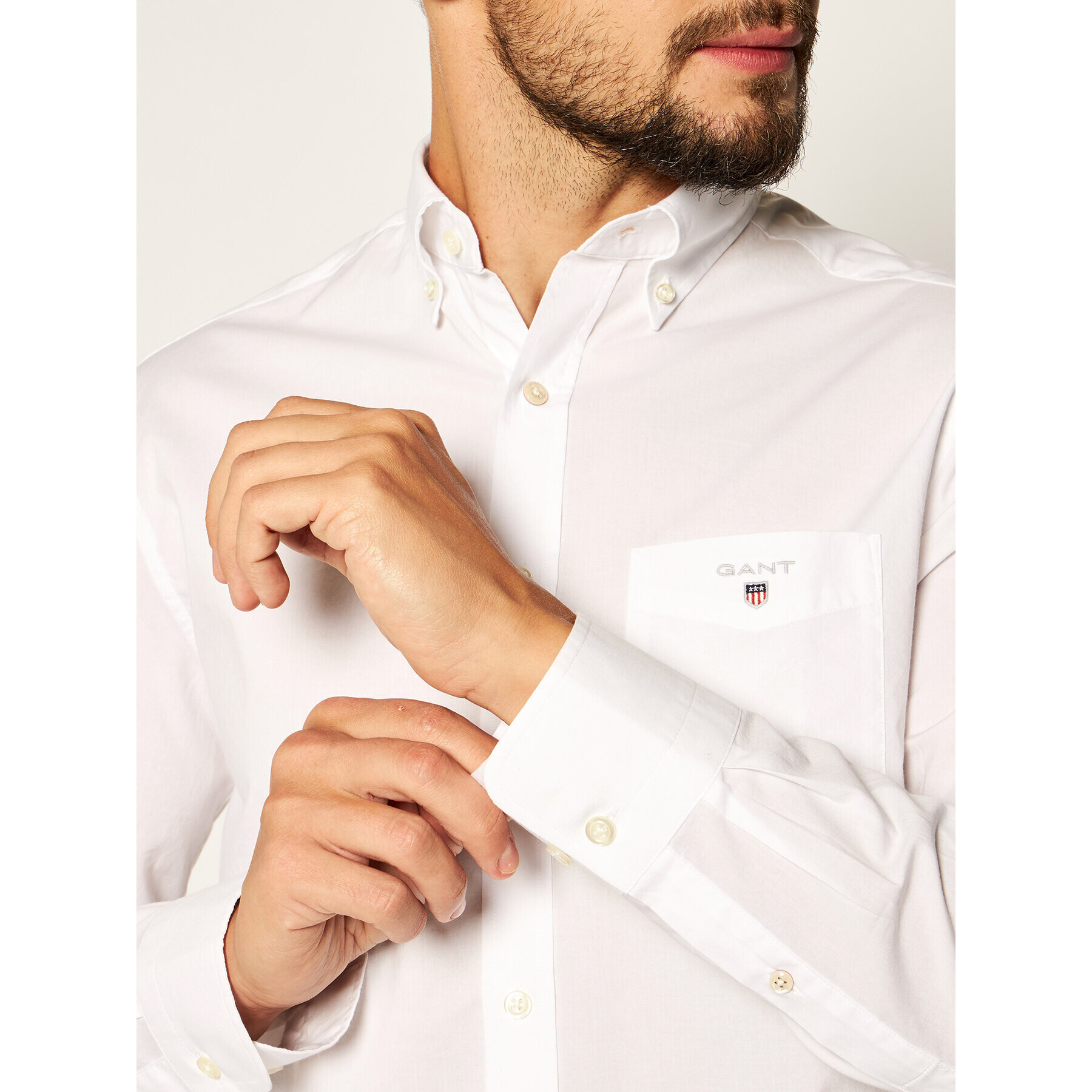 Gant Srajca The Broadcloth Reg 3046400 Bela Regular Fit - Pepit.si