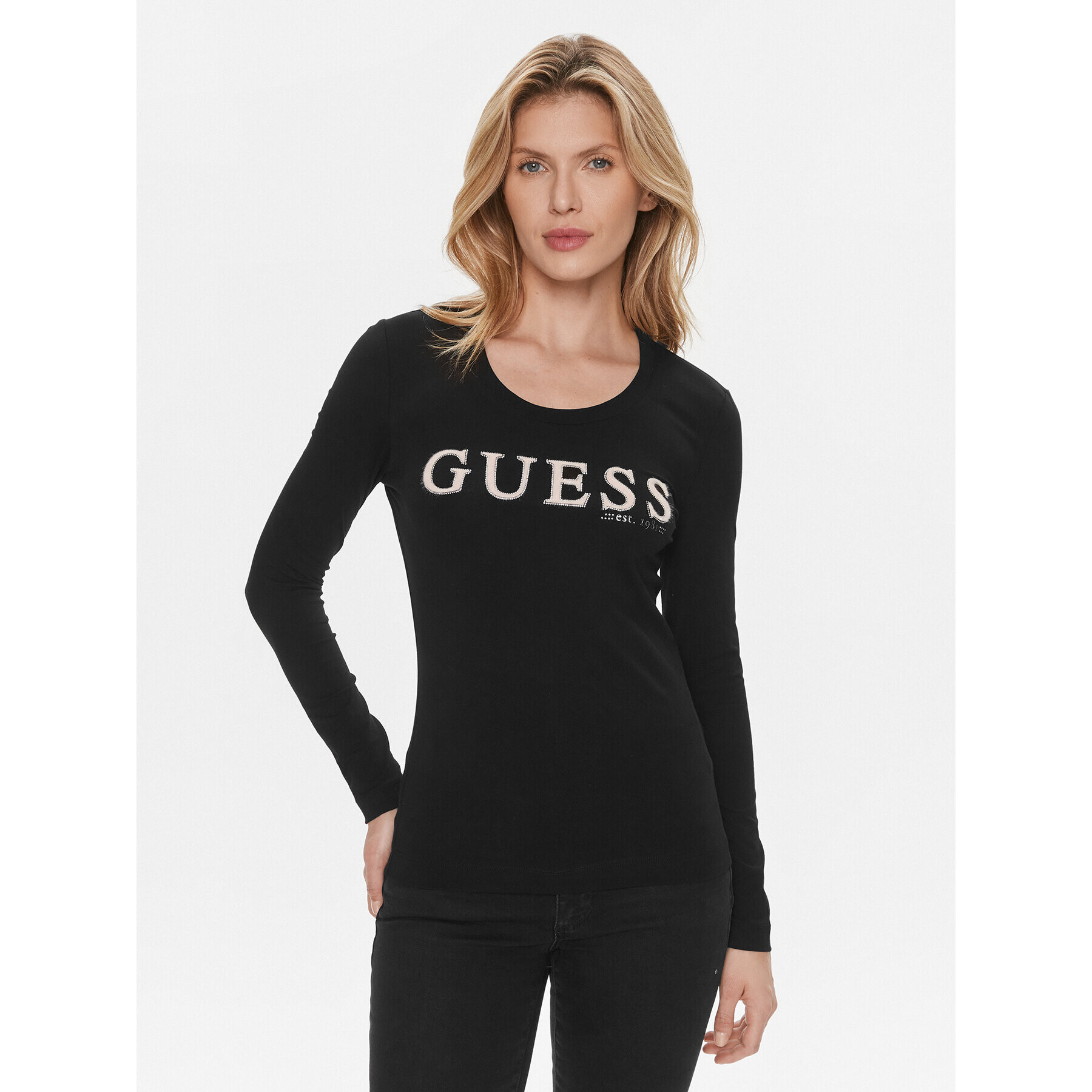 Guess Bluza W4RI76 J1314 Črna Slim Fit - Pepit.si