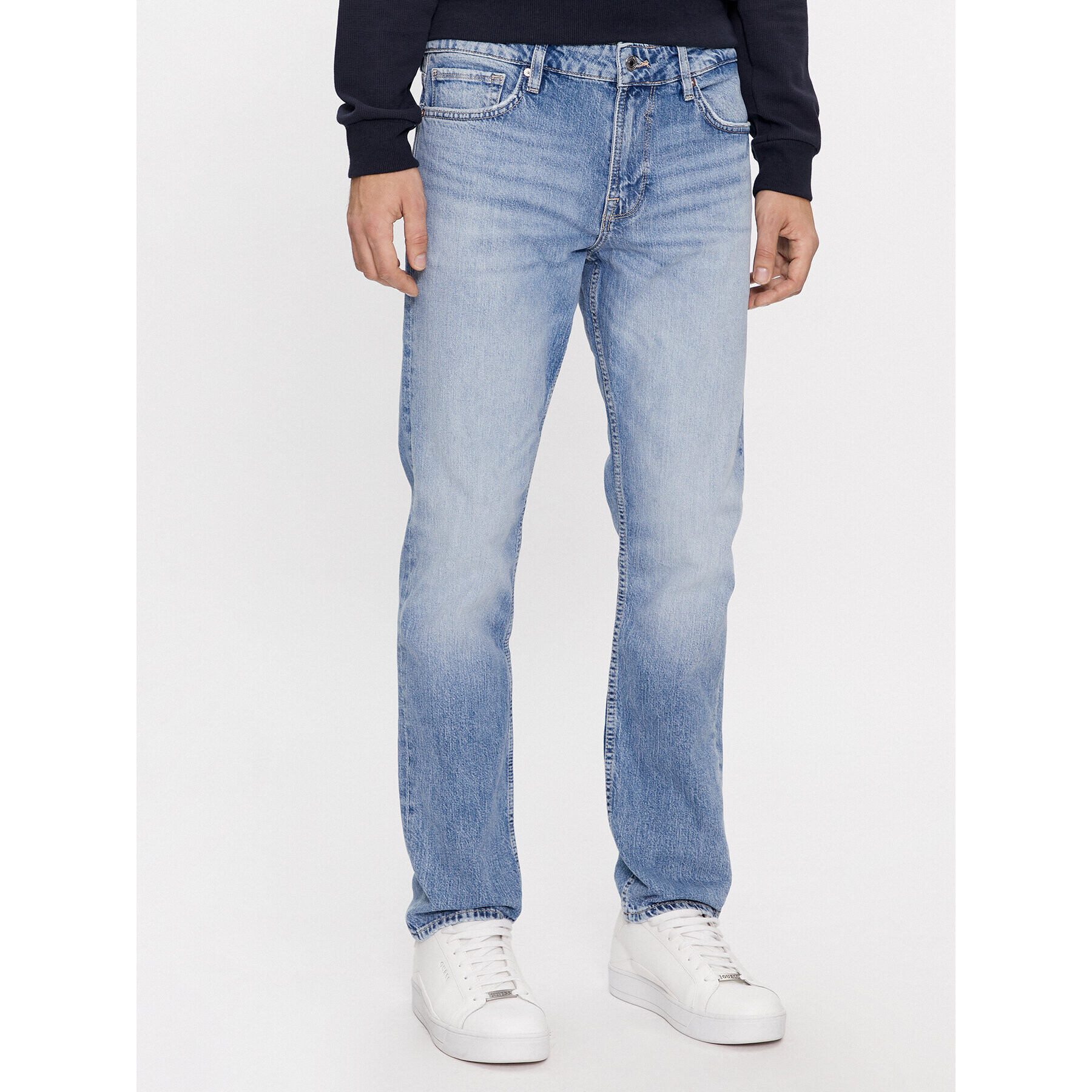 Guess Jeans hlače M4RAS2 D58M3 Mornarsko modra Slim Fit - Pepit.si