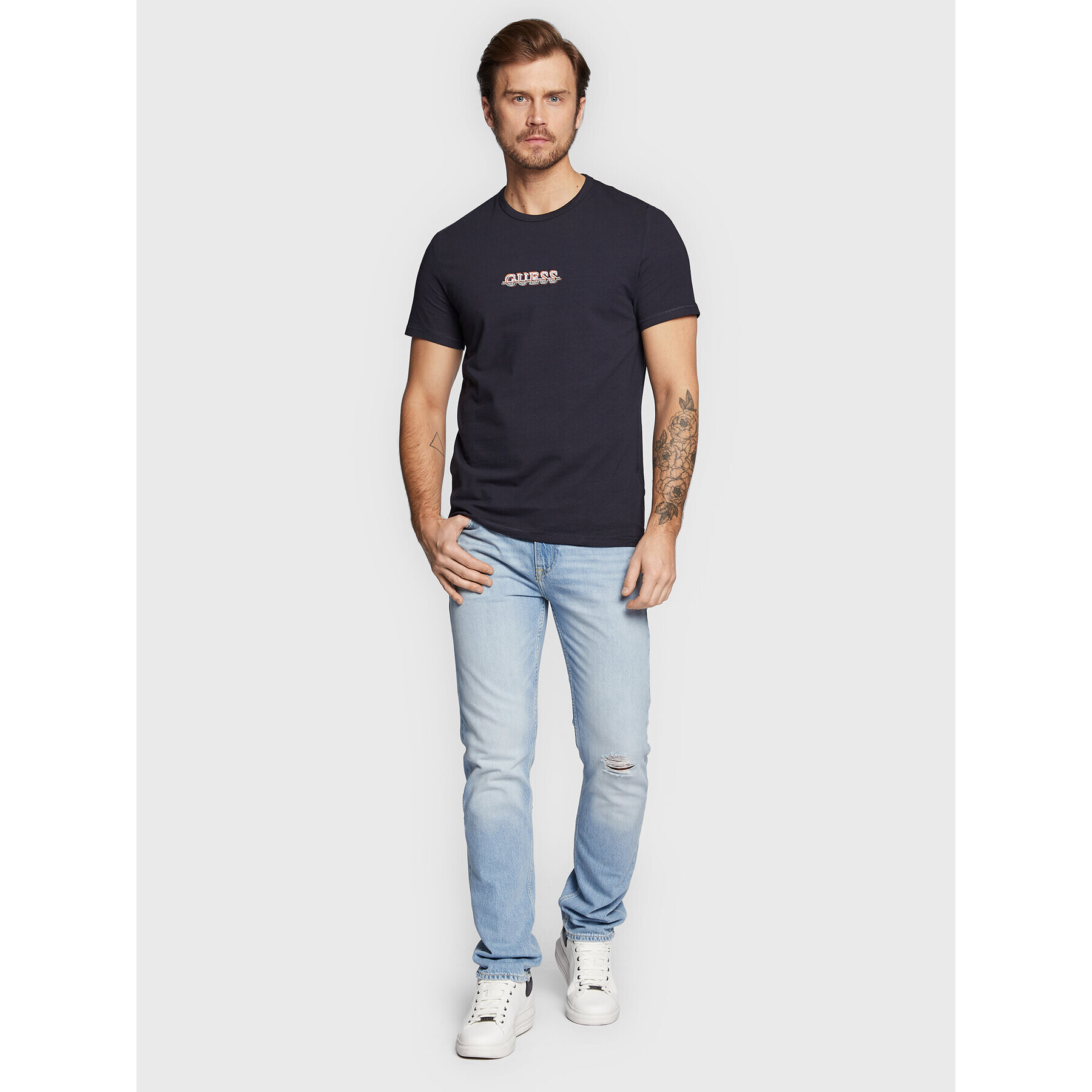 Guess Jeans hlače The Empire M3RAN2 D4T9B Modra Slim Fit - Pepit.si