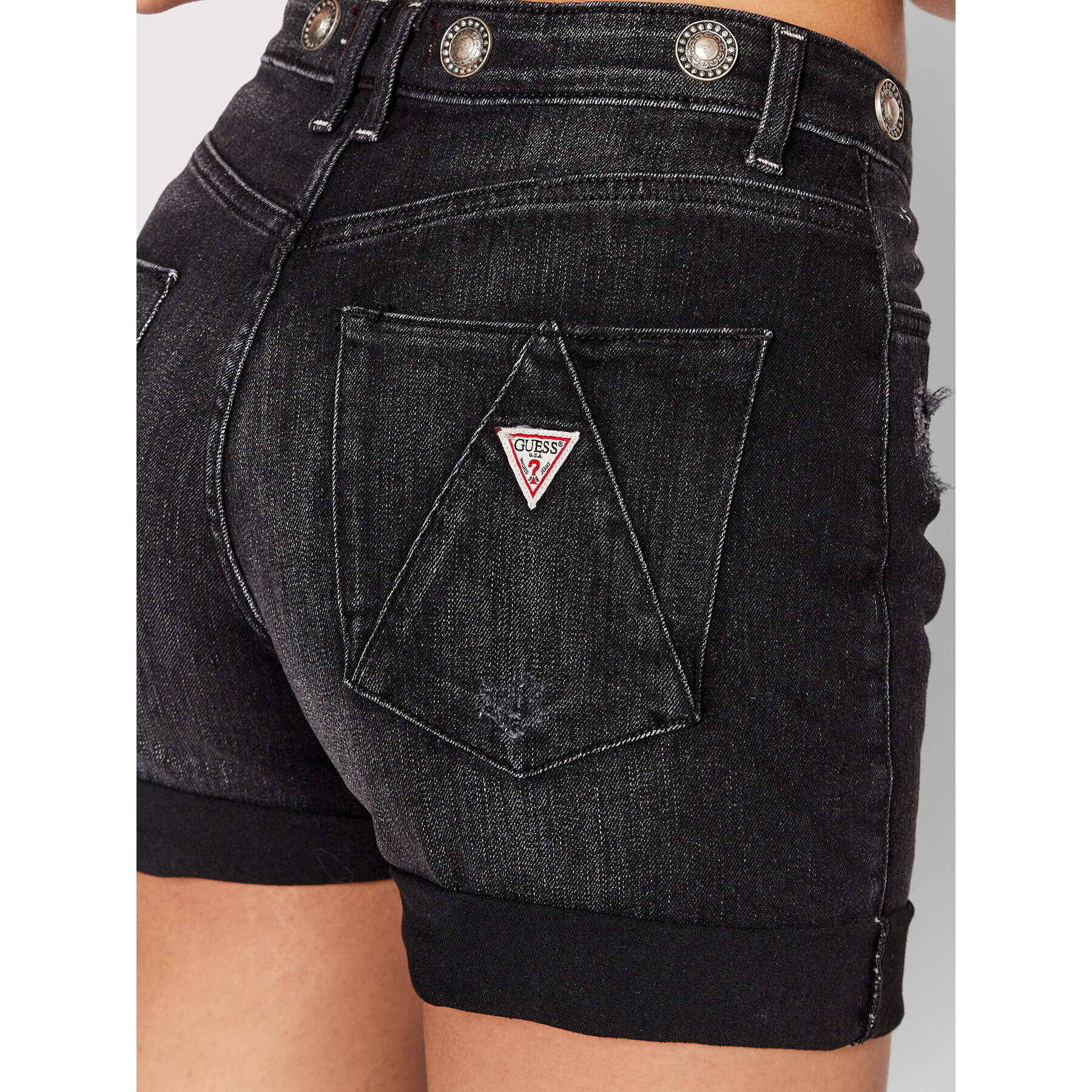 Guess Jeans kratke hlače Dolores W2GD02 D4MP1 Črna Regular Fit - Pepit.si