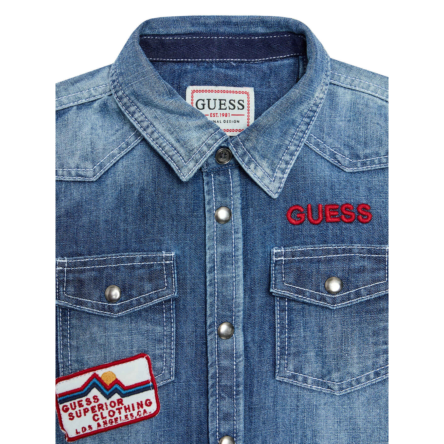 Guess Jeans srajca L2BH01 D4UE0 Modra Regular Fit - Pepit.si