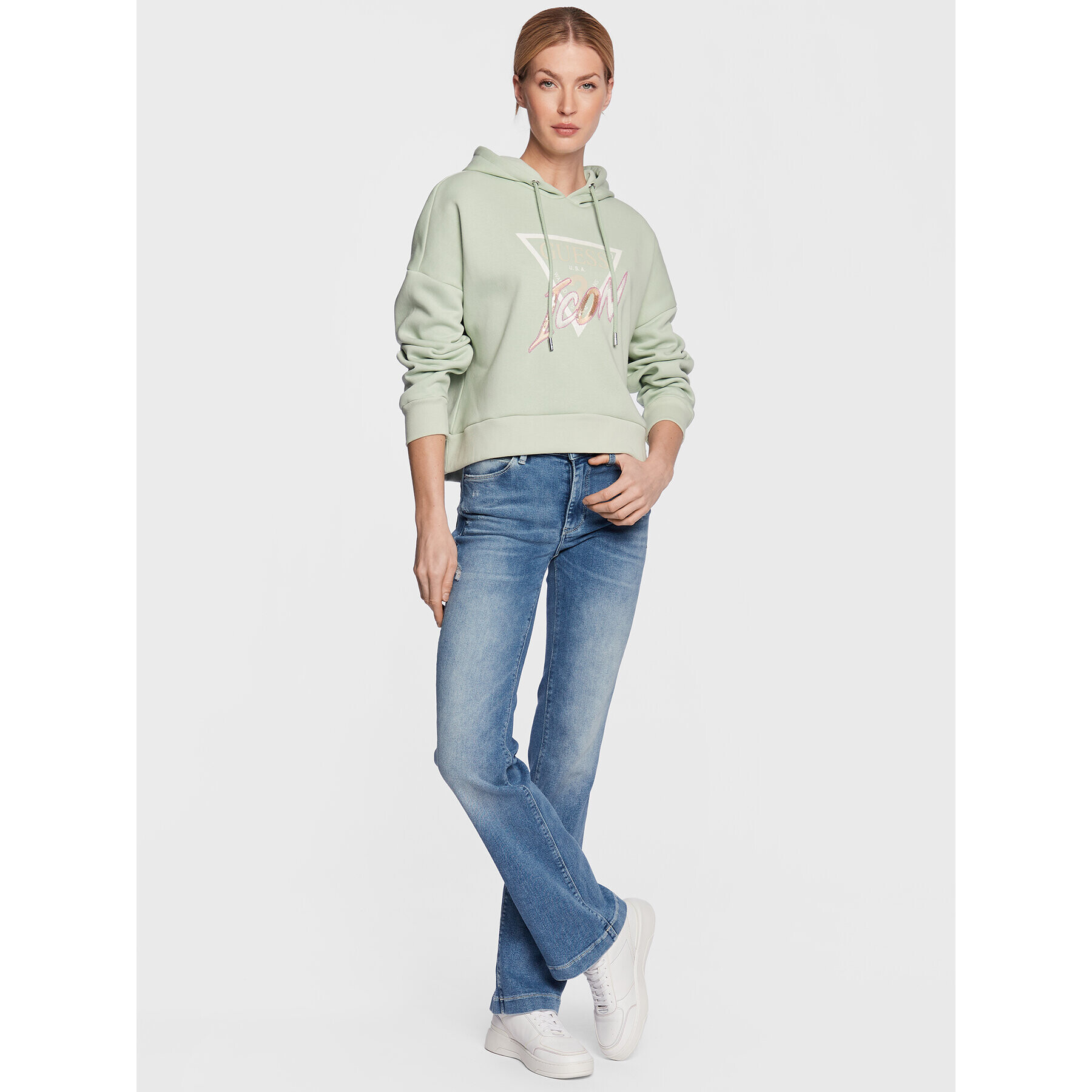 Guess Jopa Icon W3RQ03 KB683 Zelena Relaxed Fit - Pepit.si