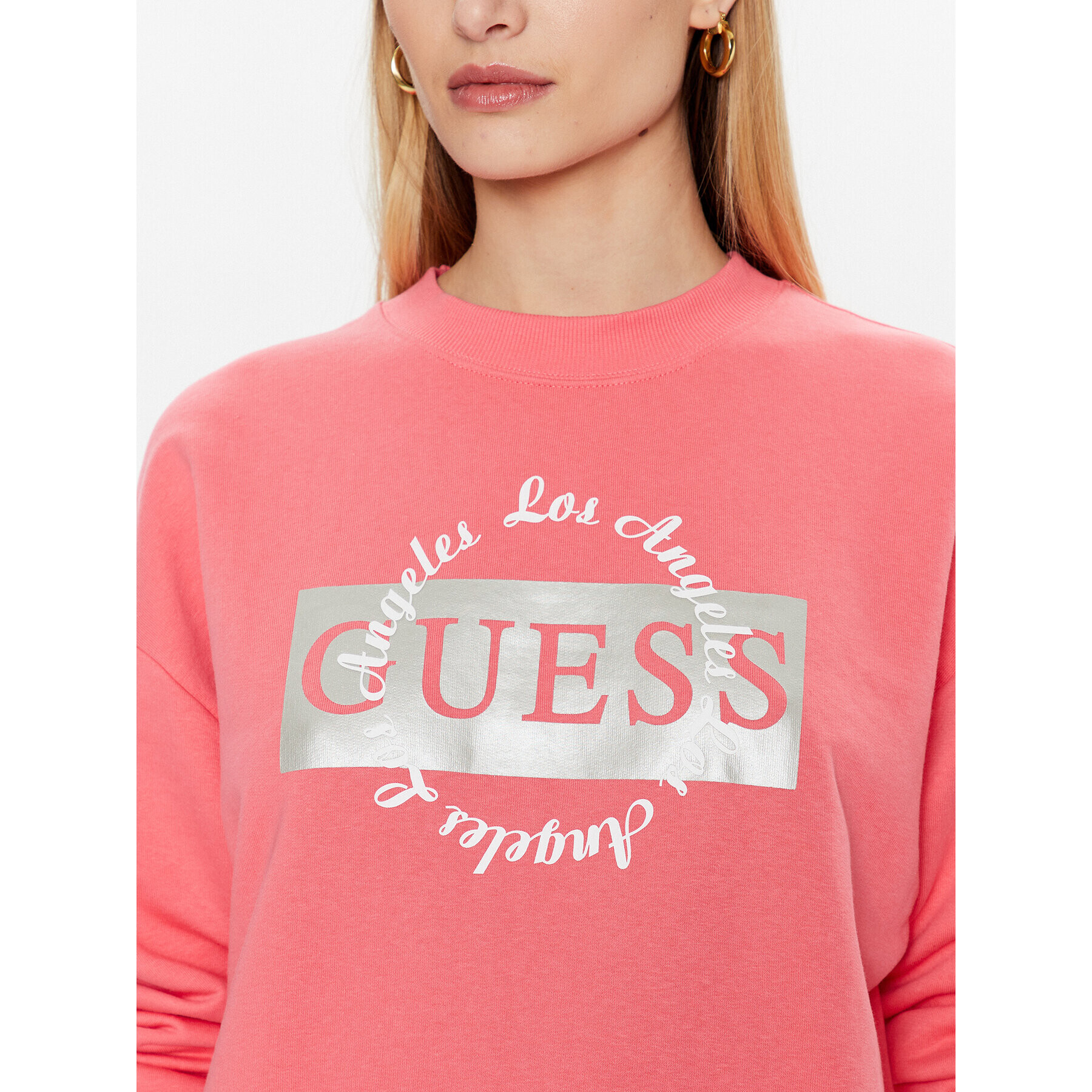 Guess Jopa Logo W3GQ07 KBK32 Roza Relaxed Fit - Pepit.si