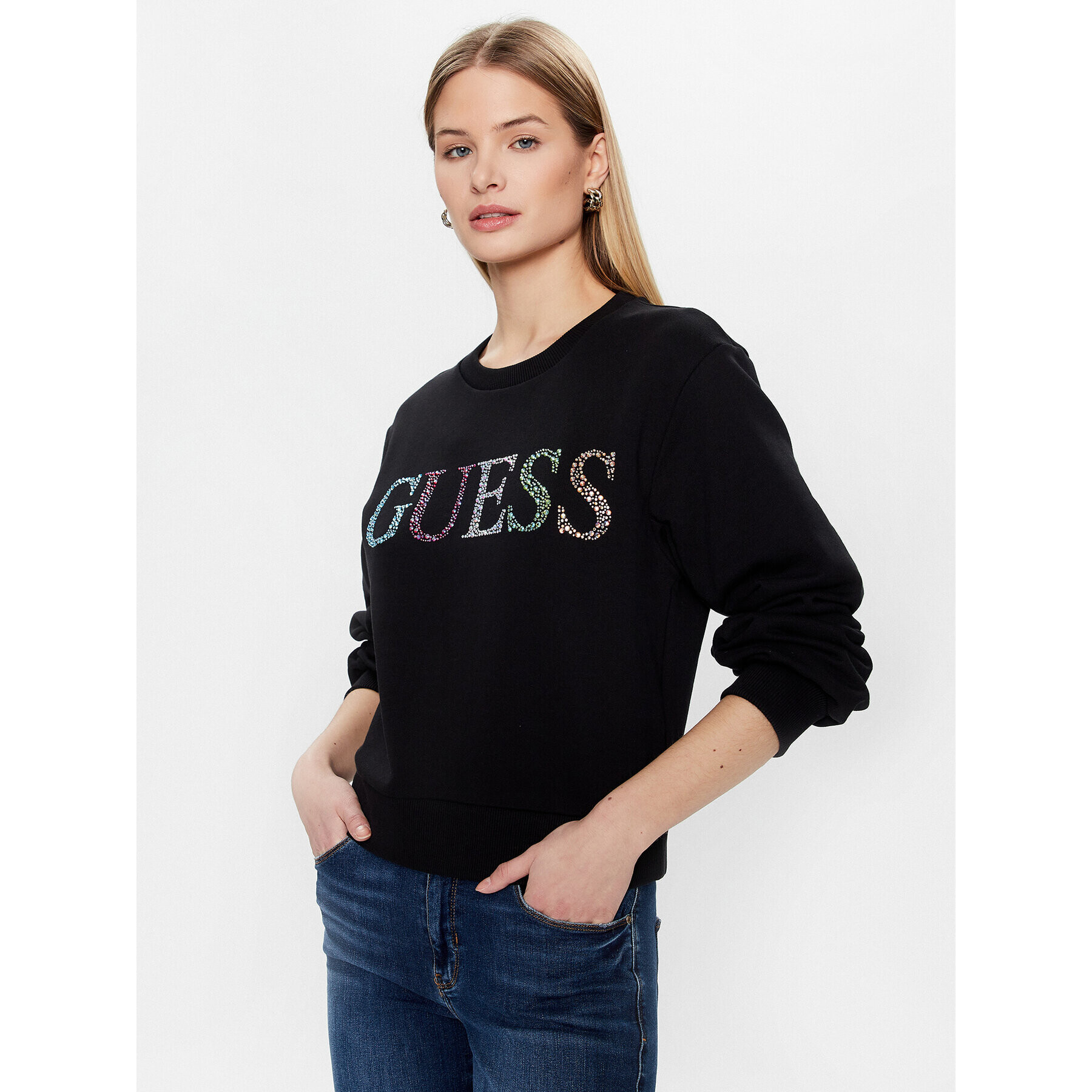 Guess Jopa Logo W3GQ09 KBK32 Črna Relaxed Fit - Pepit.si