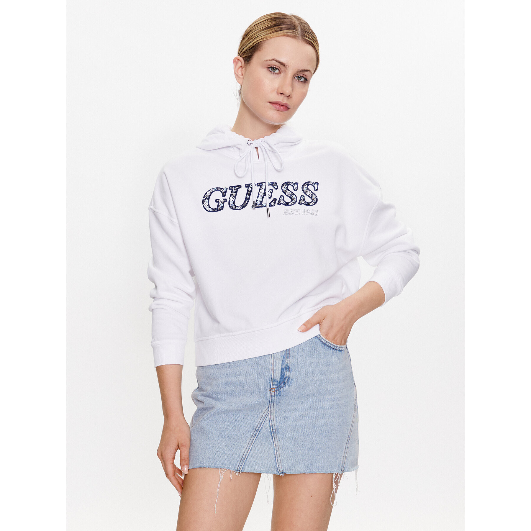 Guess Jopa W3RQ09 KBKM0 Bela Regular Fit - Pepit.si