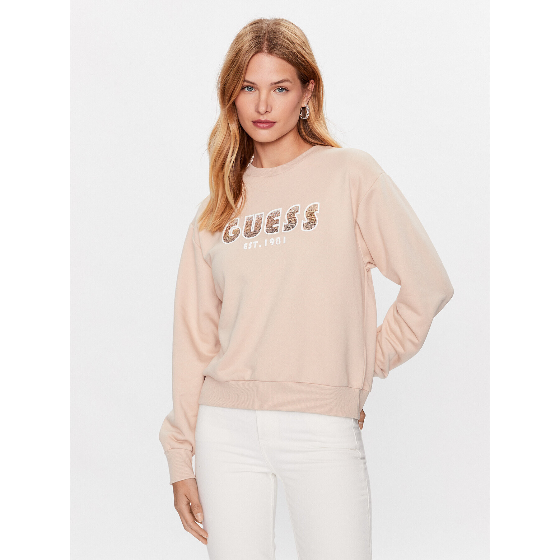 Guess Jopa W3YQ13 K8802 Bež Relaxed Fit - Pepit.si