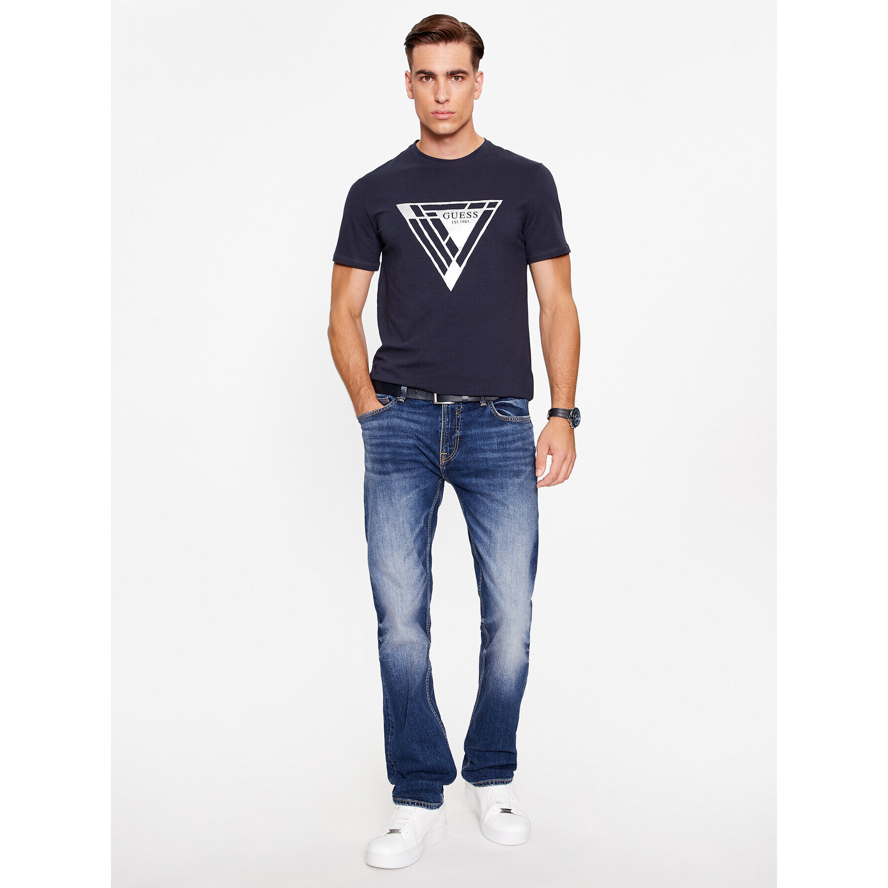 Guess Majica M3BI35 J1314 Modra Slim Fit - Pepit.si