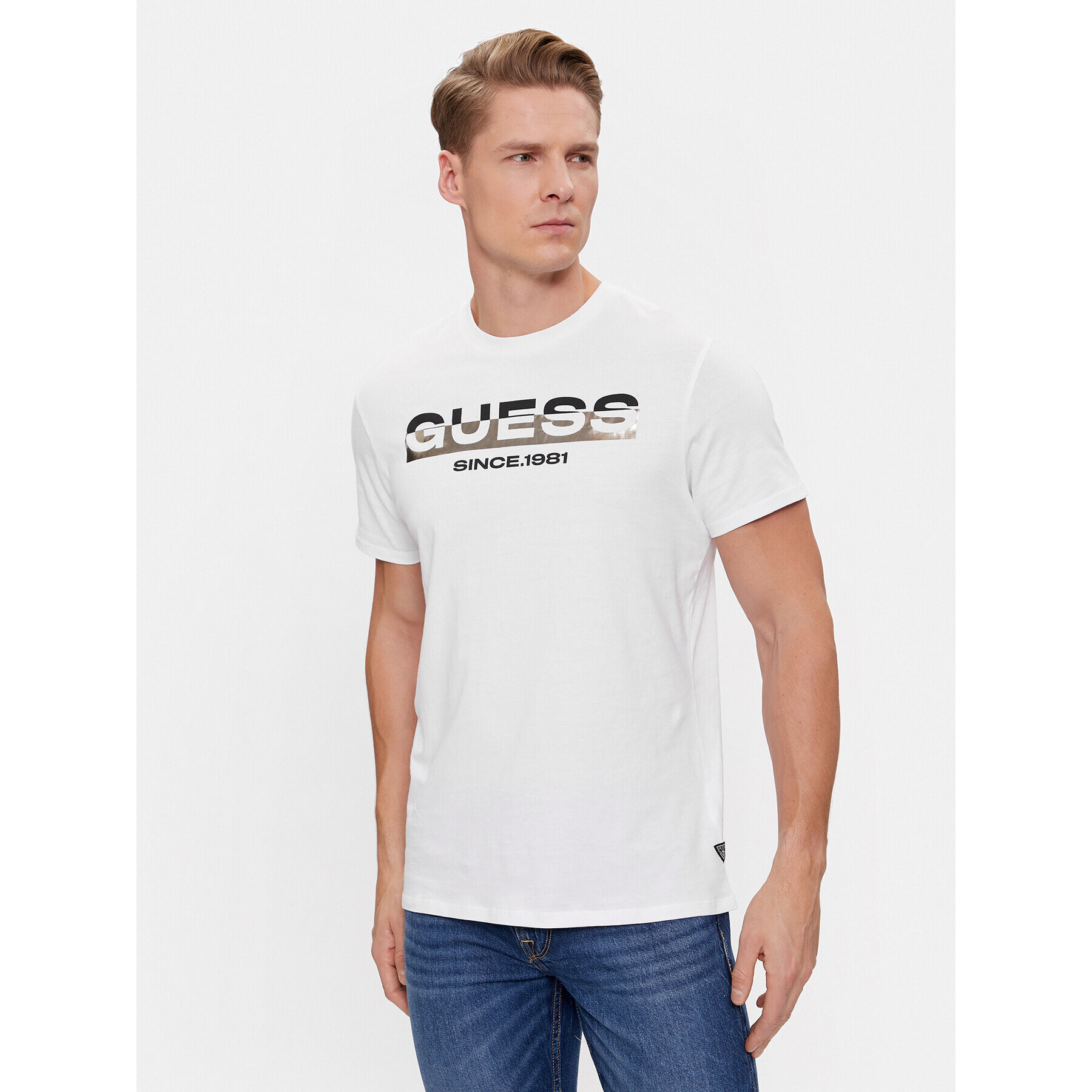 Guess Majica Ss Bsc M4RI60 K9RM1 Bela Slim Fit - Pepit.si