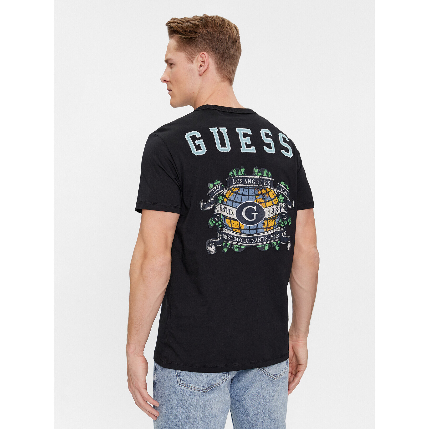 Guess Majica Ss Cn Planisph M4RI11 I3Z14 Črna Regular Fit - Pepit.si