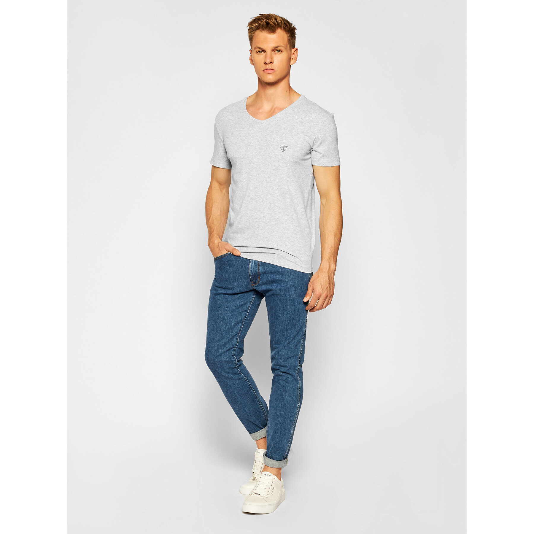 Guess Majica U97M01 JR003 Siva Slim Fit - Pepit.si