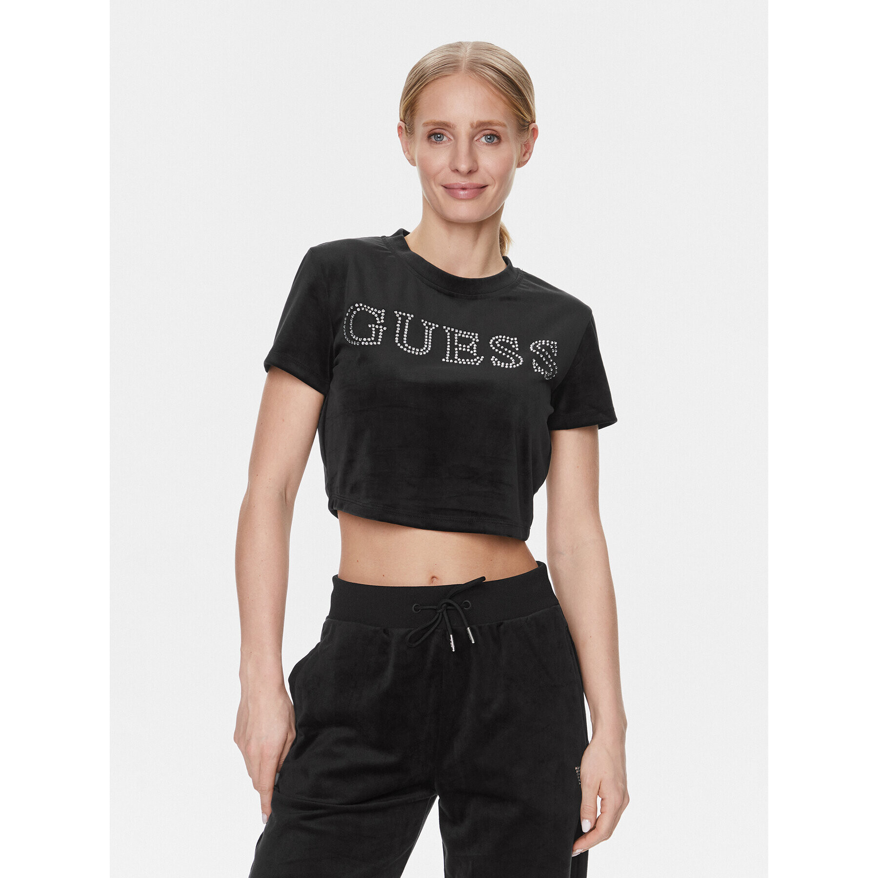 Guess Majica V3BI01 KBXI2 Črna Boxy Fit - Pepit.si