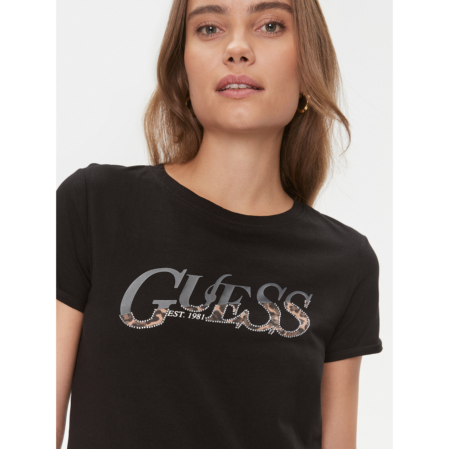 Guess Majica W4RI24 JA914 Črna Regular Fit - Pepit.si