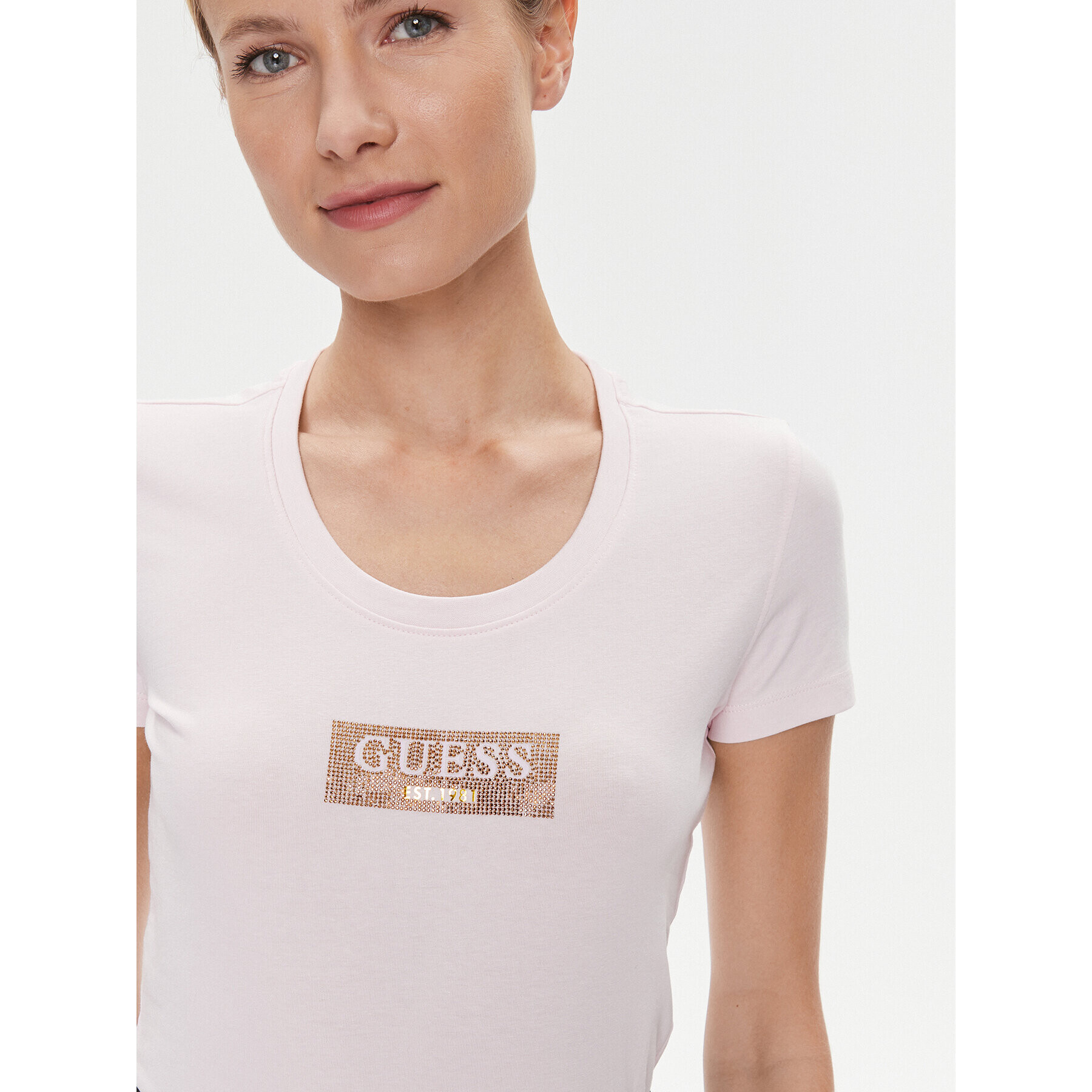 Guess Majica W4RI33 J1314 Roza Slim Fit - Pepit.si