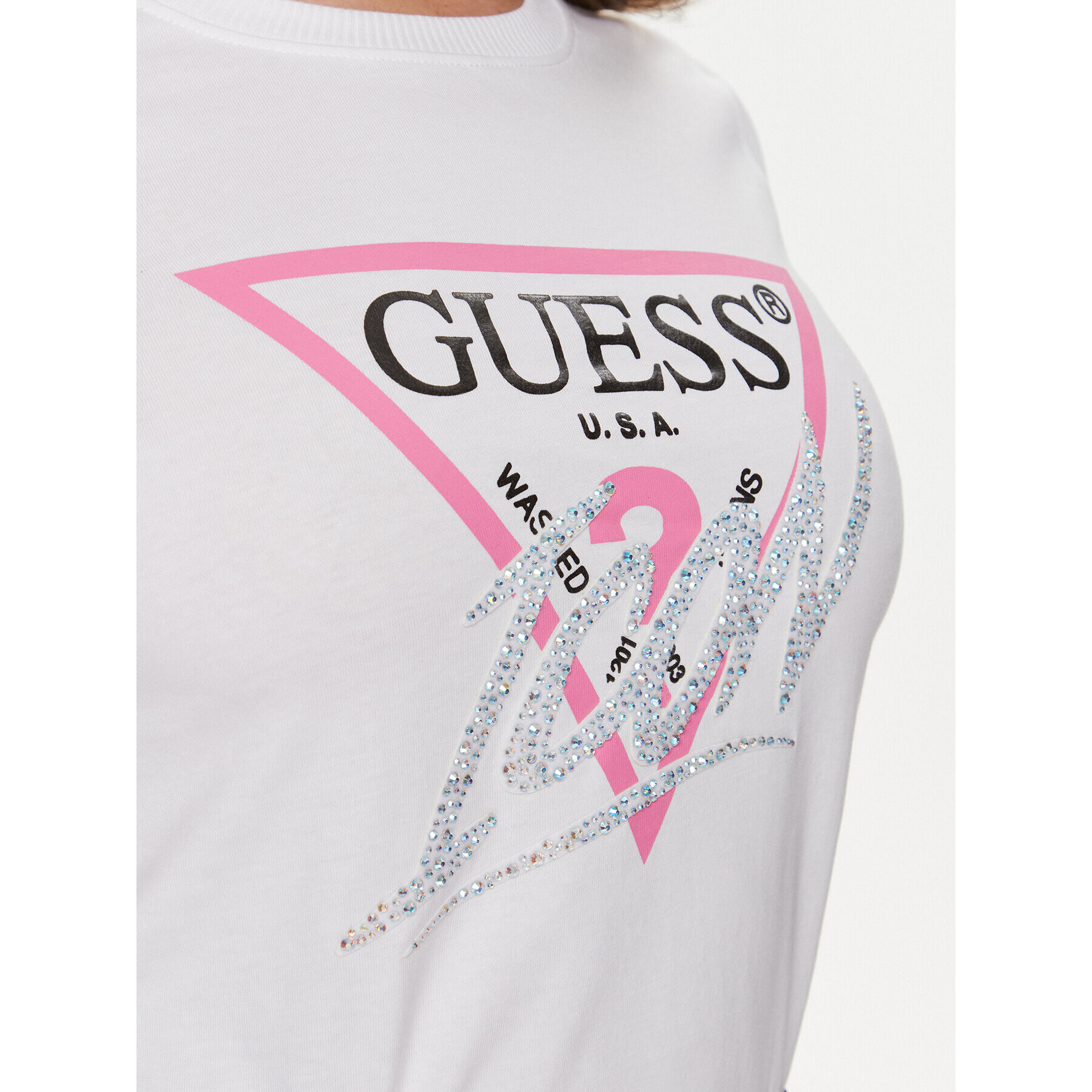 Guess Majica W4RI41 I3Z14 Bela Regular Fit - Pepit.si