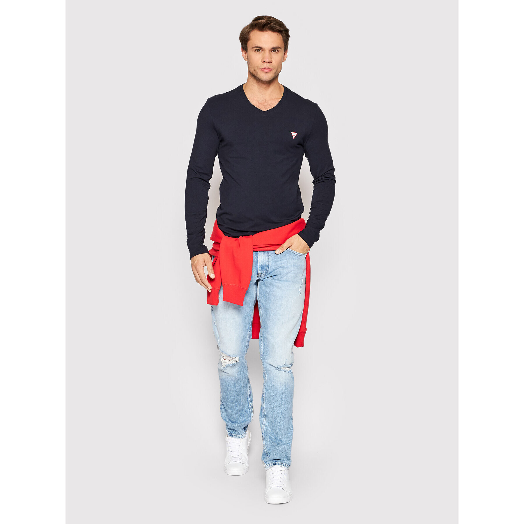 Guess Majica z dolgimi rokavi M2YI08 J1311 Mornarsko modra Super Slim Fit - Pepit.si