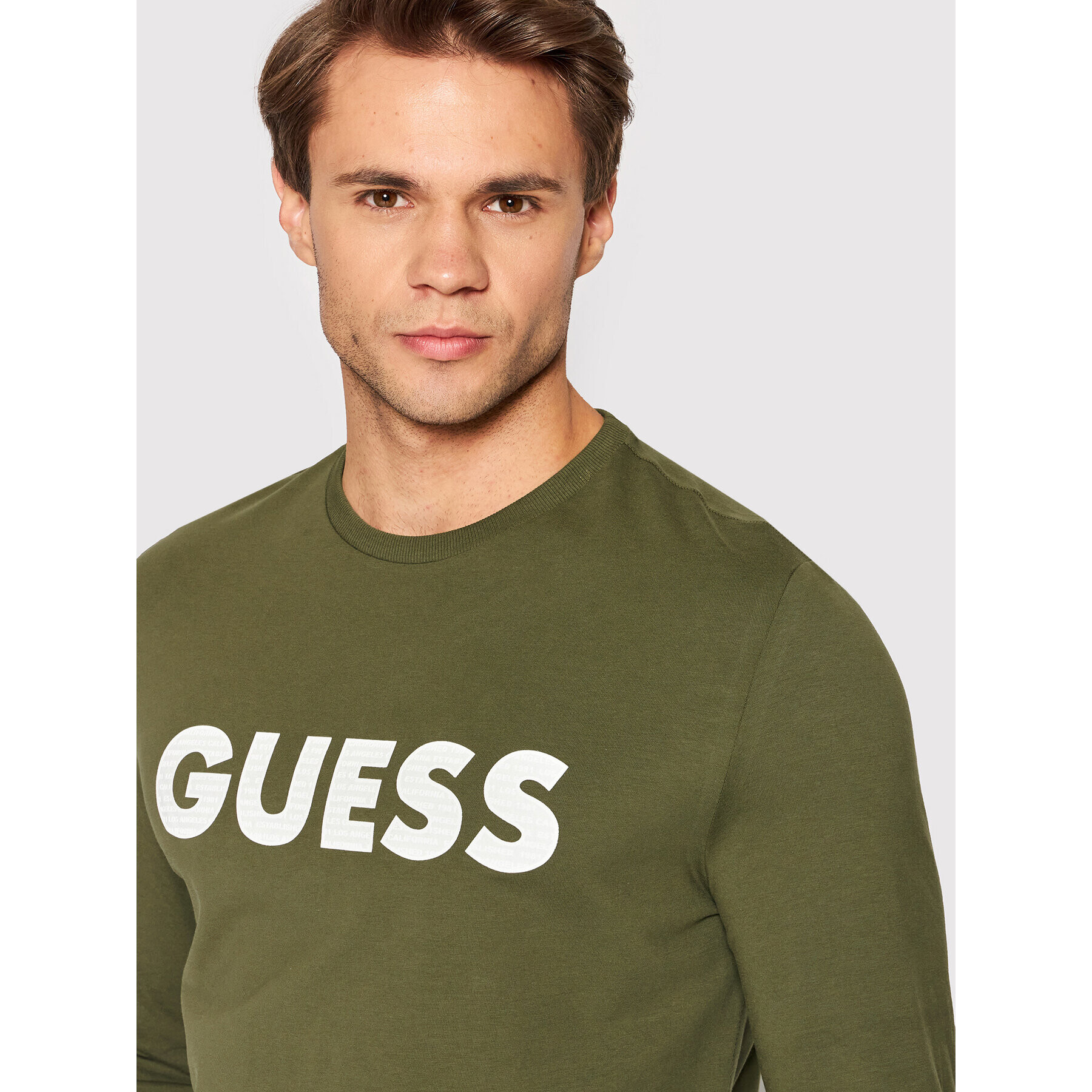 Guess Majica z dolgimi rokavi M2YI43 J1311 Zelena Slim Fit - Pepit.si