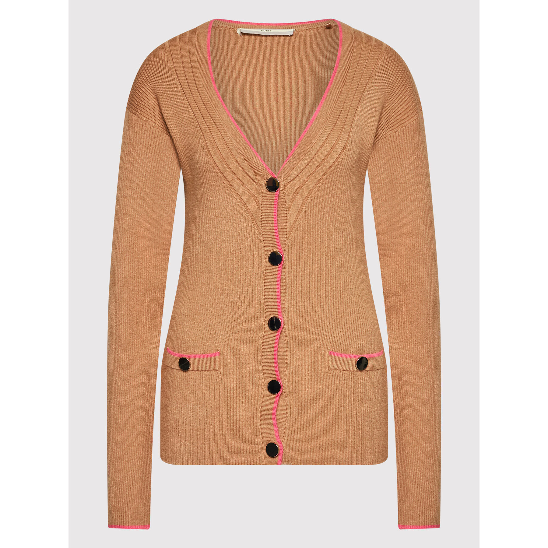 Guess Pletena jopica Erica Cardi W1BR22 Z2V40 Bež Slim Fit - Pepit.si