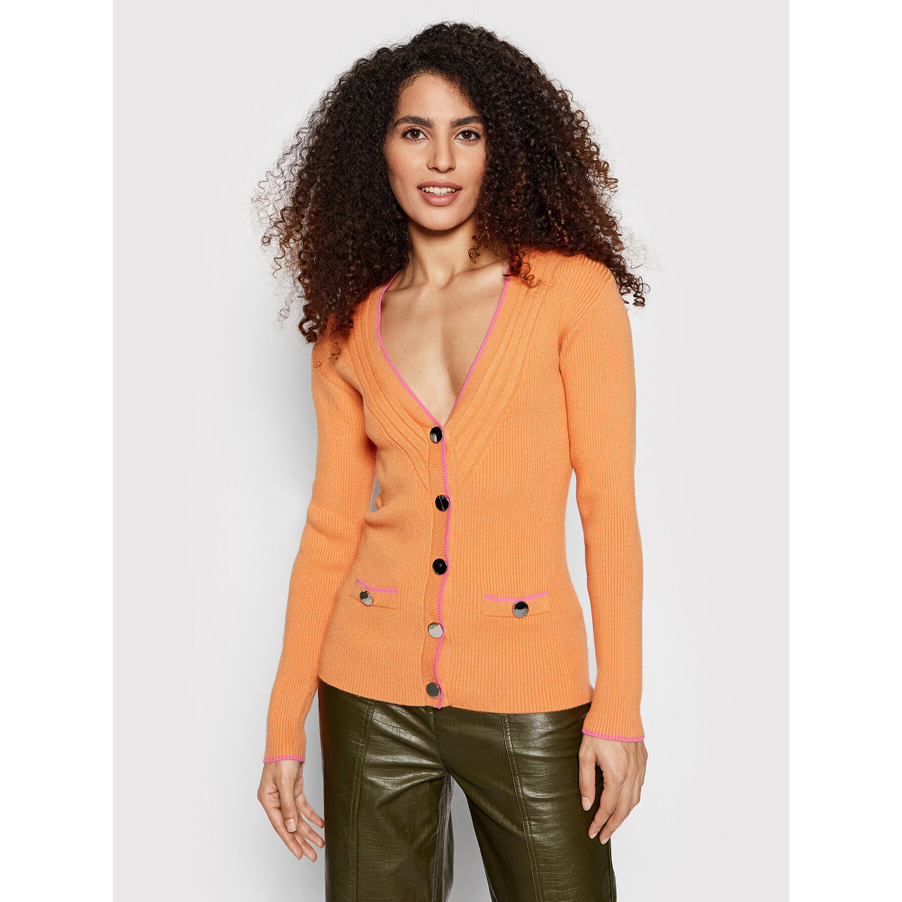 Guess Pletena jopica Erica Cardi W1BR22 Z2V40 Oranžna Slim Fit - Pepit.si