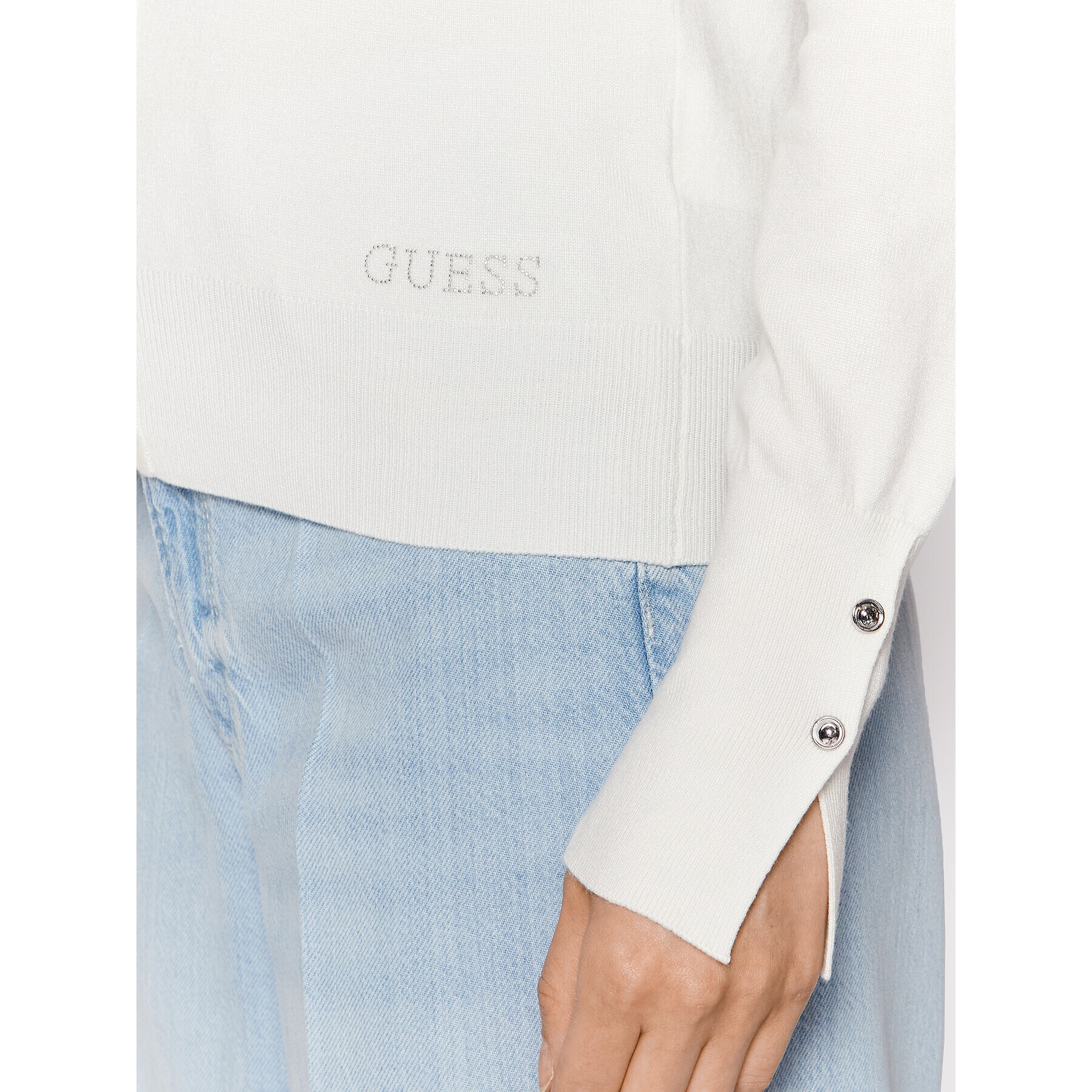 Guess Pletena jopica Zena W2YR33 Z2V62 Bela Regular Fit - Pepit.si