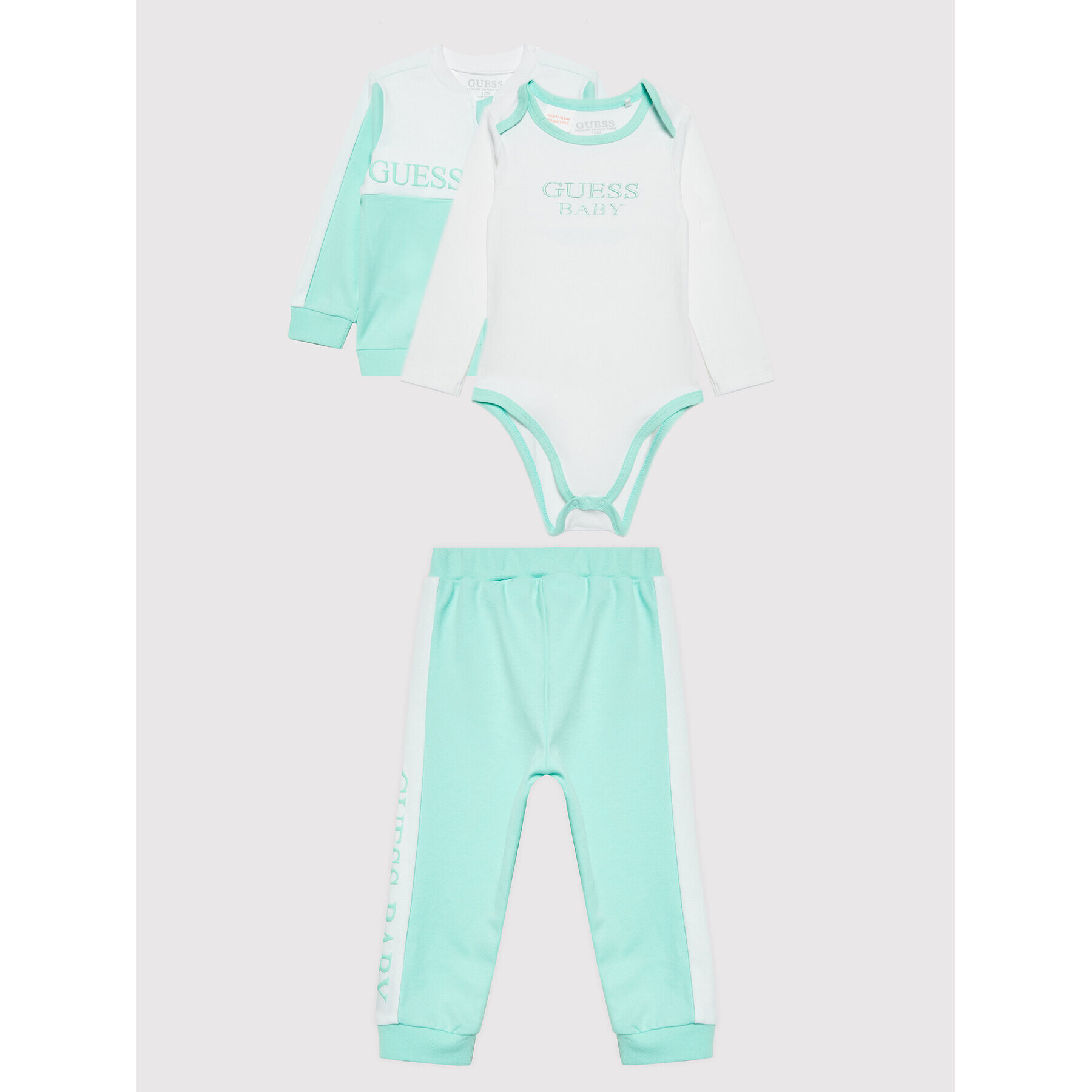 Guess Set jopica body in spodji del trenirke H2YW04 KA6W3 Zelena Regular Fit - Pepit.si