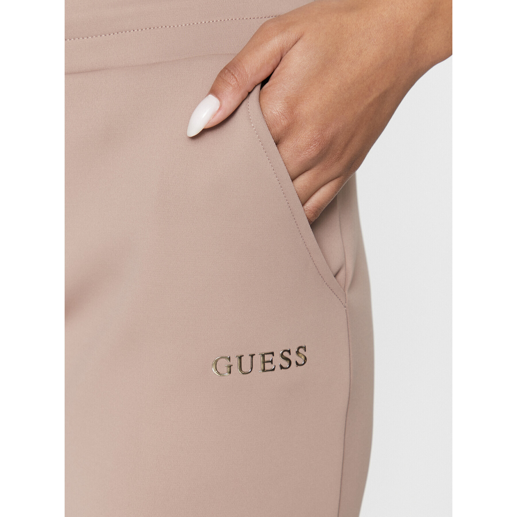 Guess Spodnji del trenirke V3BB11 KB212 Bež Regular Fit - Pepit.si