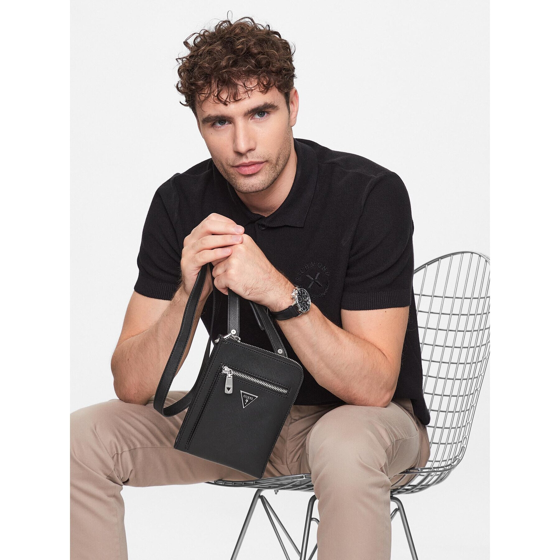 Guess Torbica za okrog pasu Certosa Saffiano Smart Mini Bags HMECSA P3323 Črna - Pepit.si