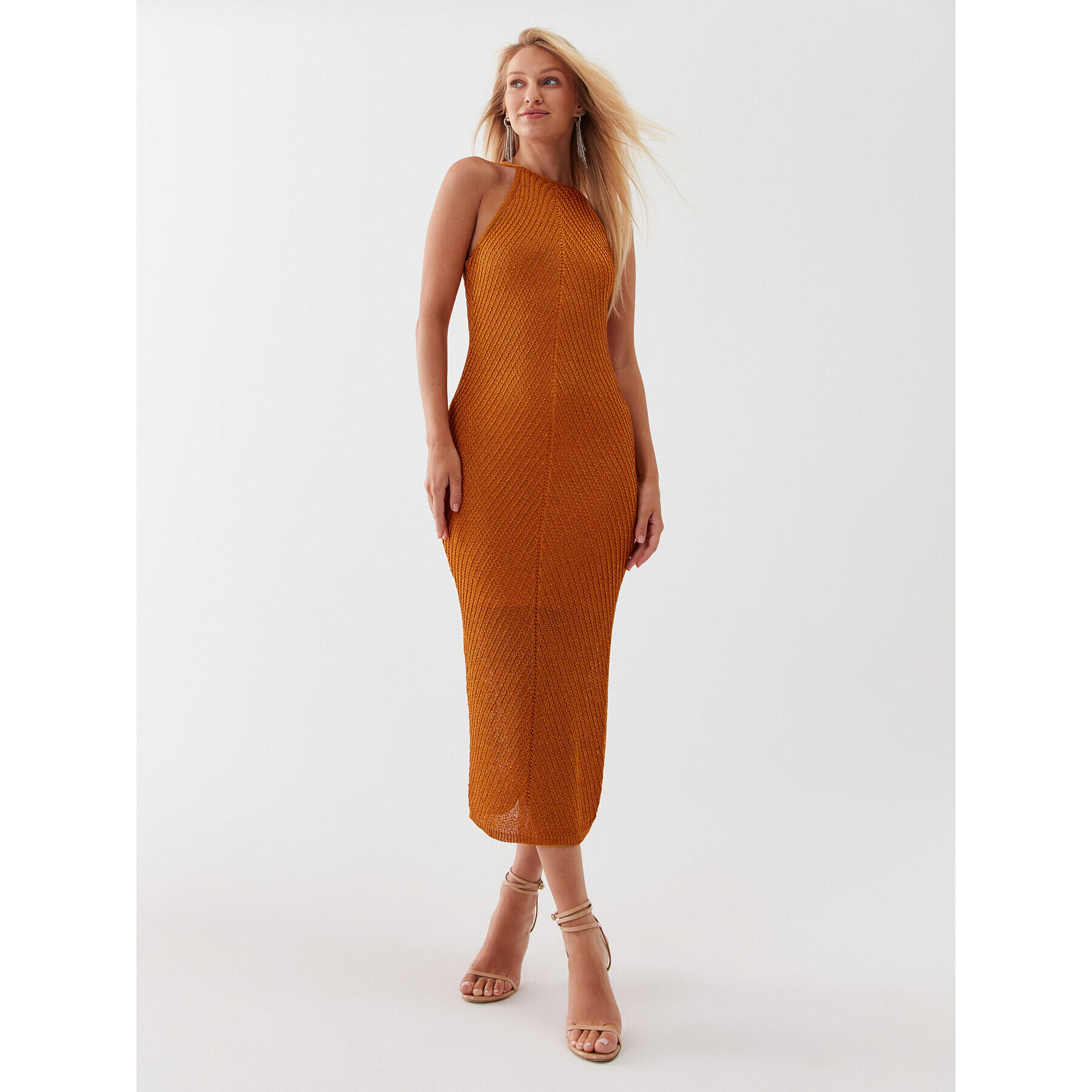 Guess Vsakodnevna obleka W3YK93 R24F0 Oranžna Bodycon Fit - Pepit.si