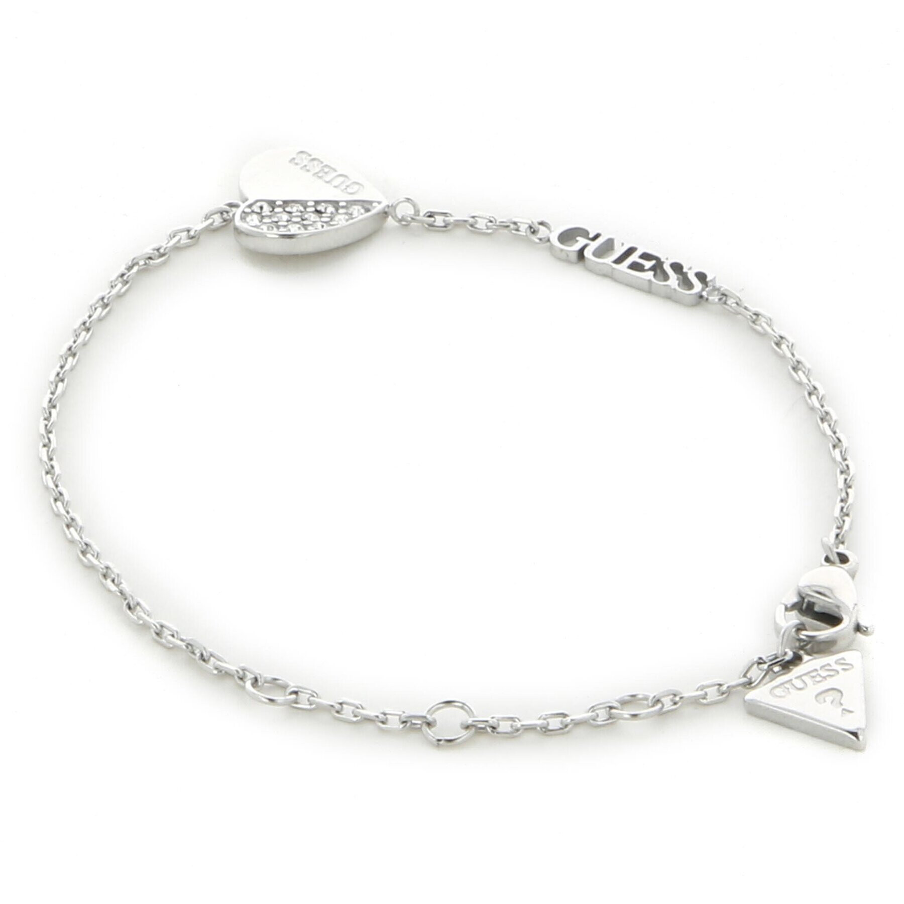 Guess Zapestnica Lovely JUBB03 036JW Srebrna rodijeva prevleka - Pepit.si