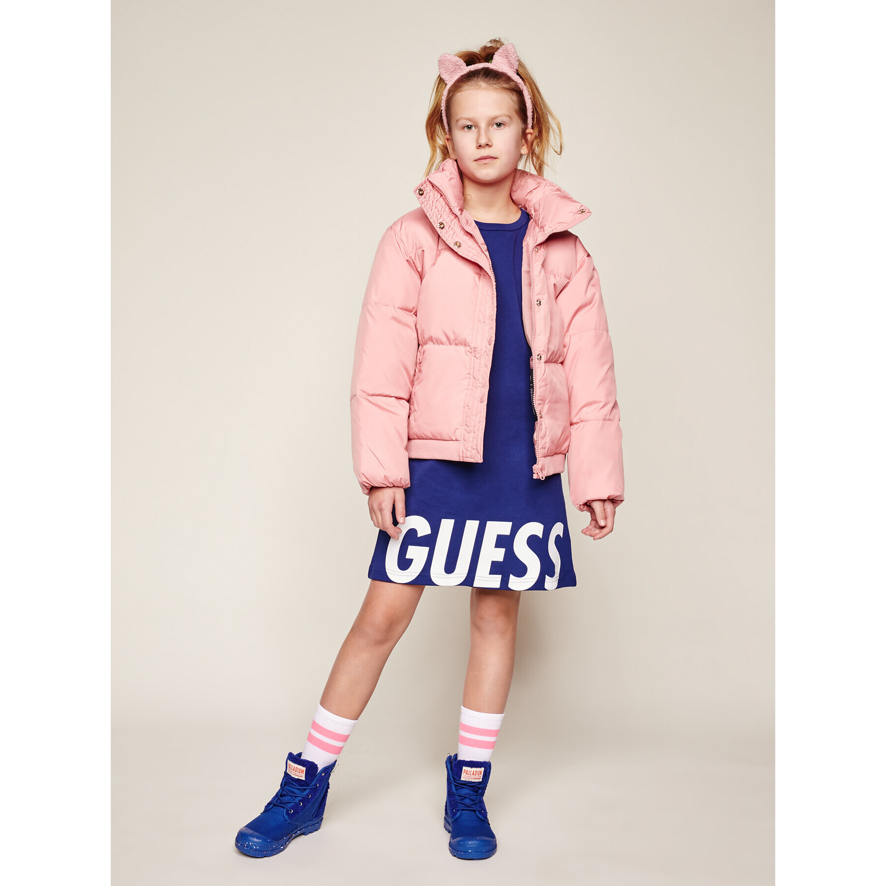 Guess Zimska jakna J94L08 WANL0 Roza Oversize - Pepit.si