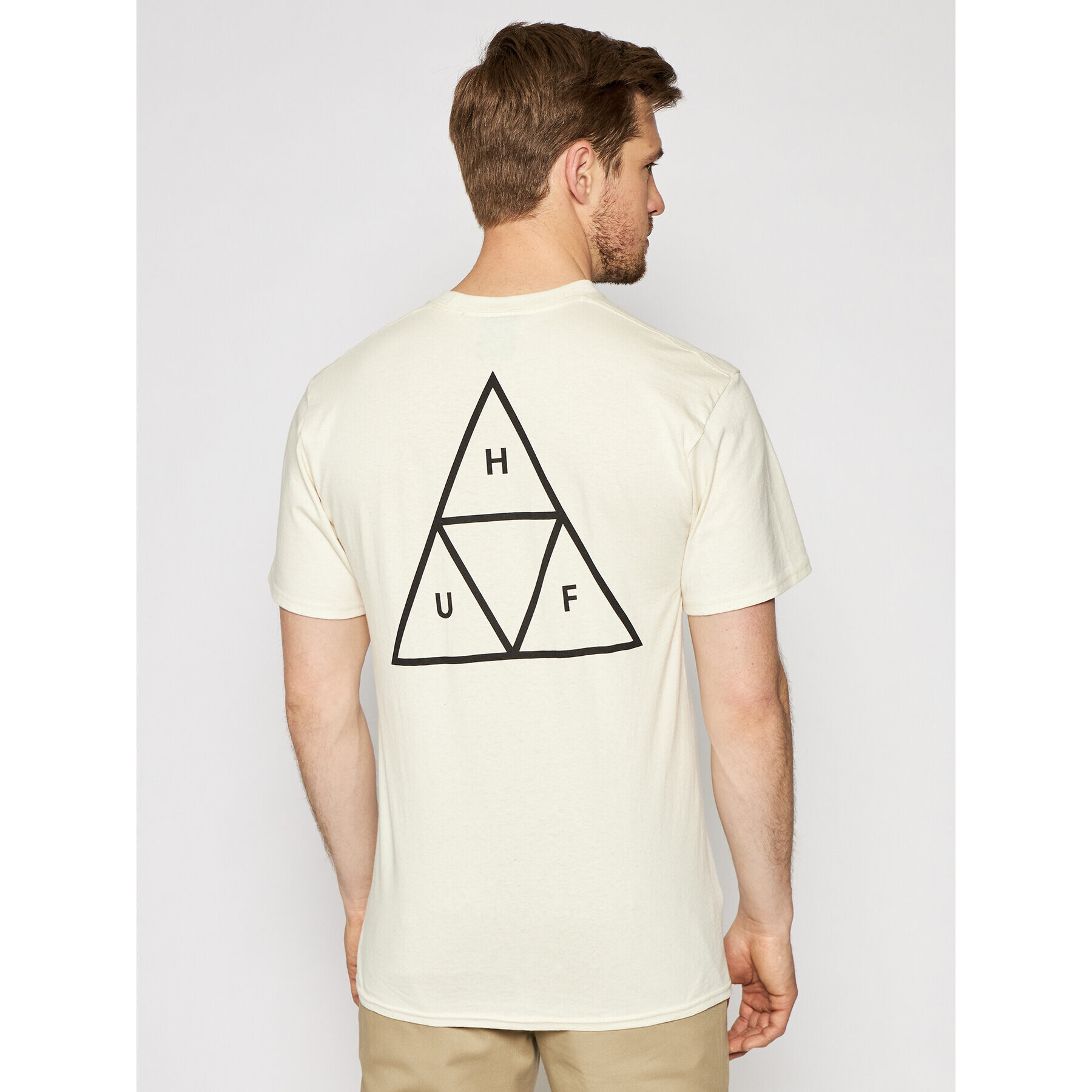 HUF Majica Essentials TS00509 Bež Regular Fit - Pepit.si