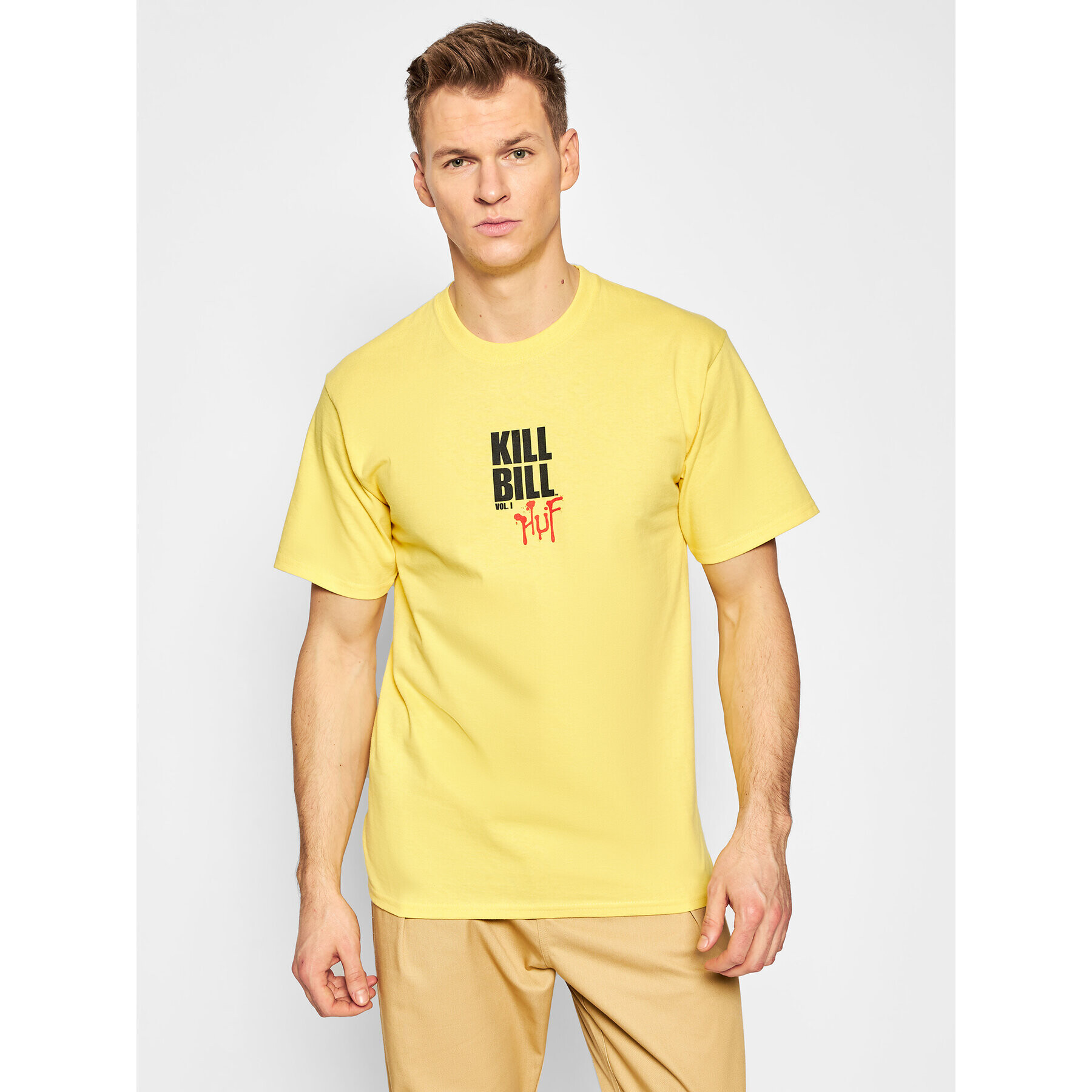 HUF Majica KILL BILL Versus TS01538 Rumena Regular Fit - Pepit.si