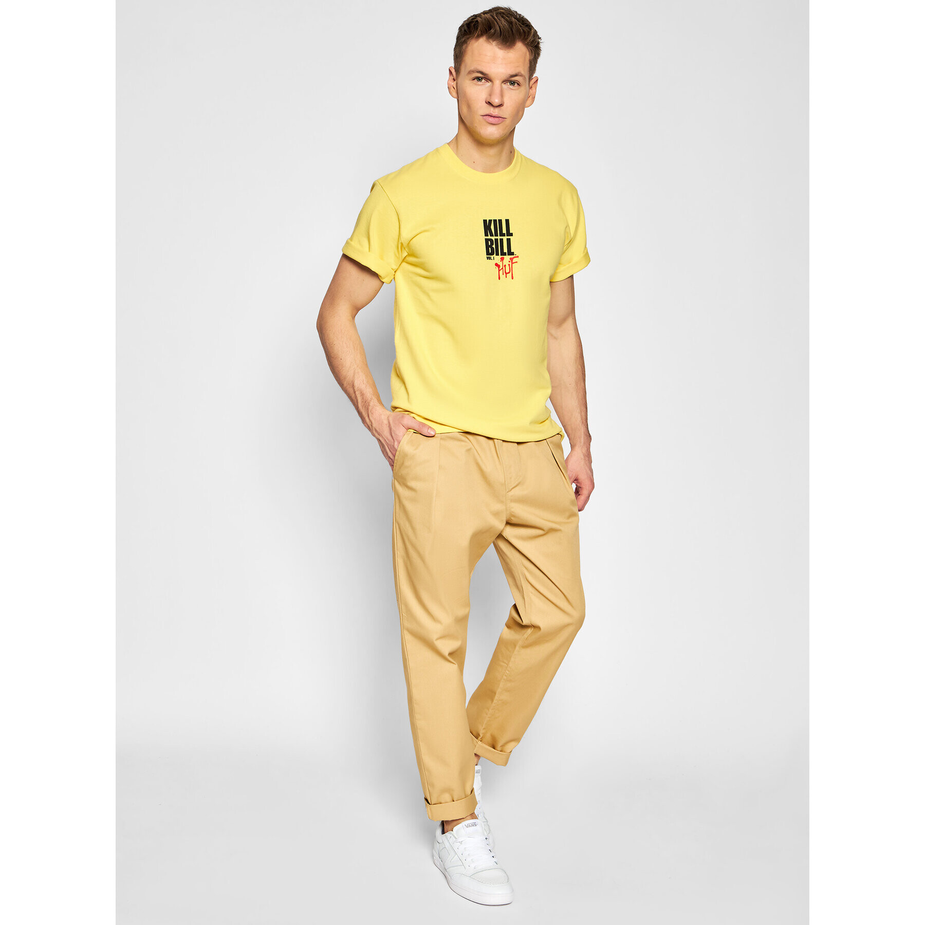 HUF Majica KILL BILL Versus TS01538 Rumena Regular Fit - Pepit.si