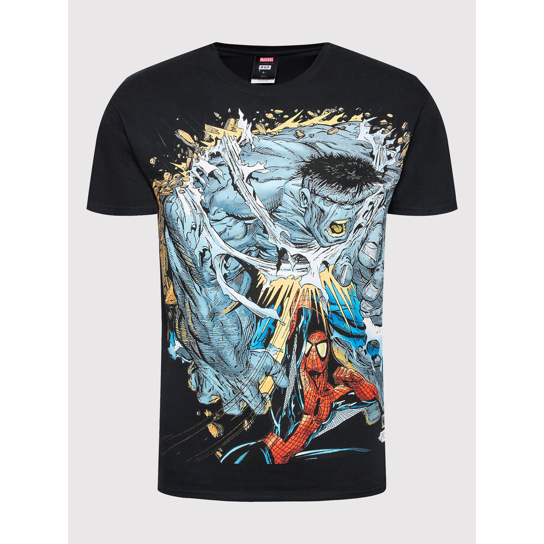 HUF Majica MARVEL Battle TS01976 Črna Regular Fit - Pepit.si