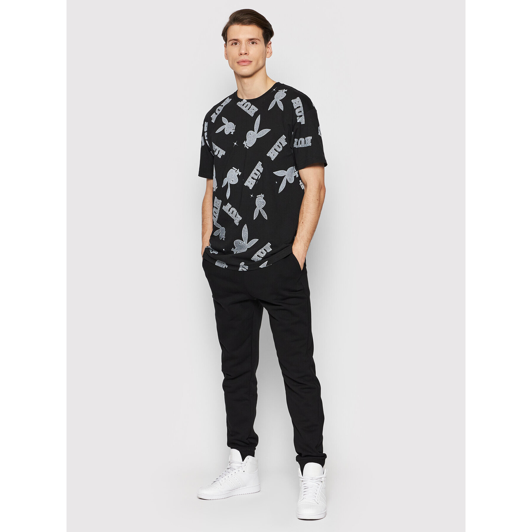 HUF Majica PLAYBOY Vvs Pattern TS01780 Črna Regular Fit - Pepit.si