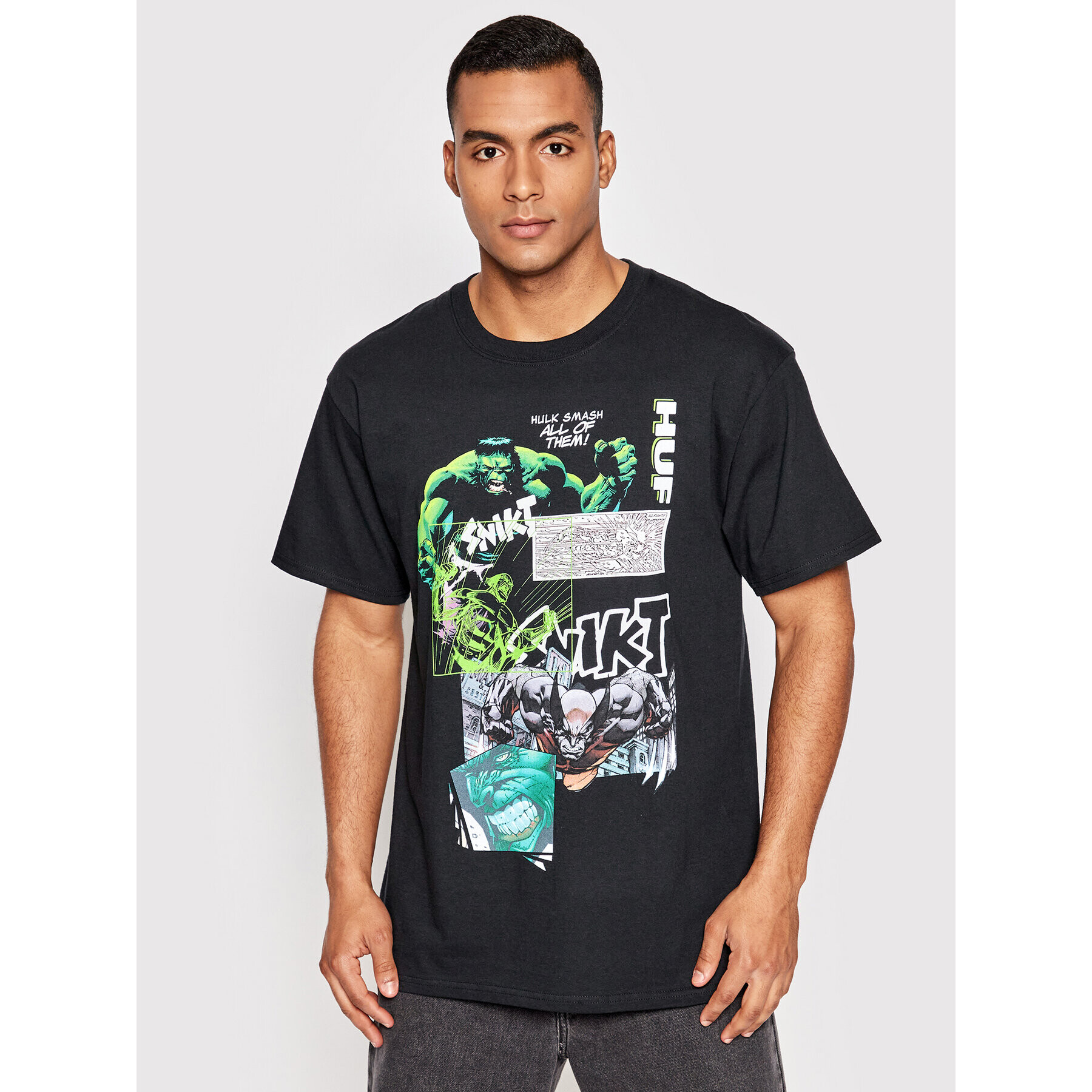 HUF Majica Smash Up TS01896 Črna Regular Fit - Pepit.si