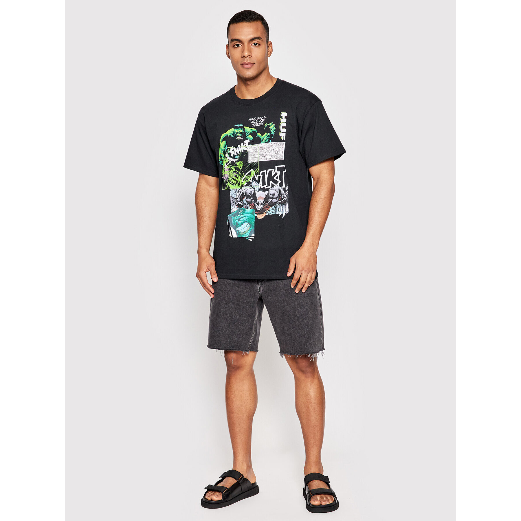 HUF Majica Smash Up TS01896 Črna Regular Fit - Pepit.si