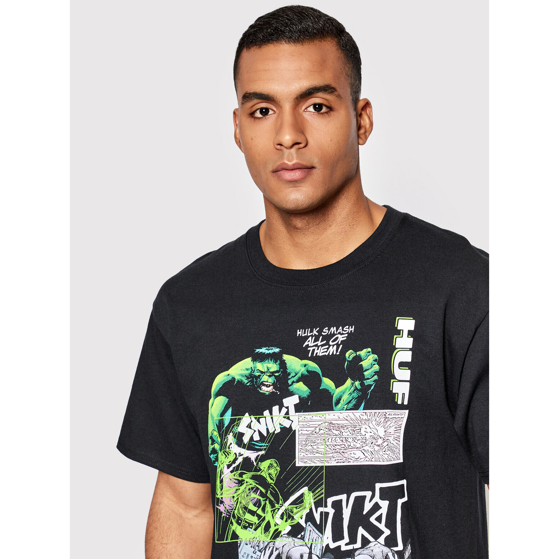 HUF Majica Smash Up TS01896 Črna Regular Fit - Pepit.si