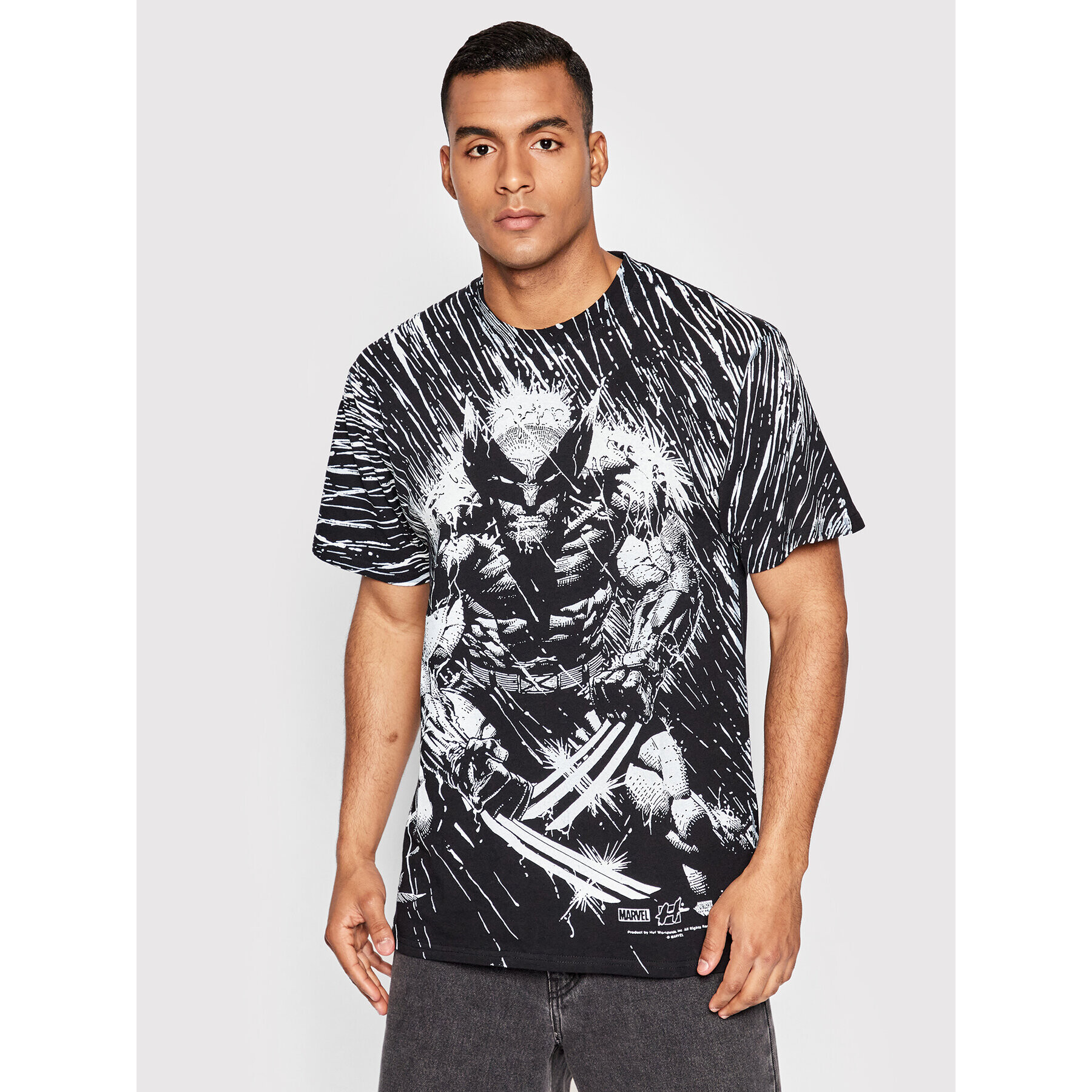 HUF Majica Wolverine Rain TS01890 Črna Regular Fit - Pepit.si