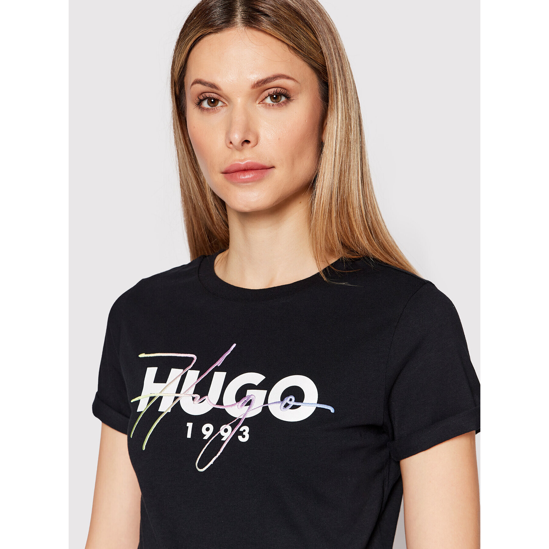 Hugo Majica 50476111 Črna Slim Fit - Pepit.si