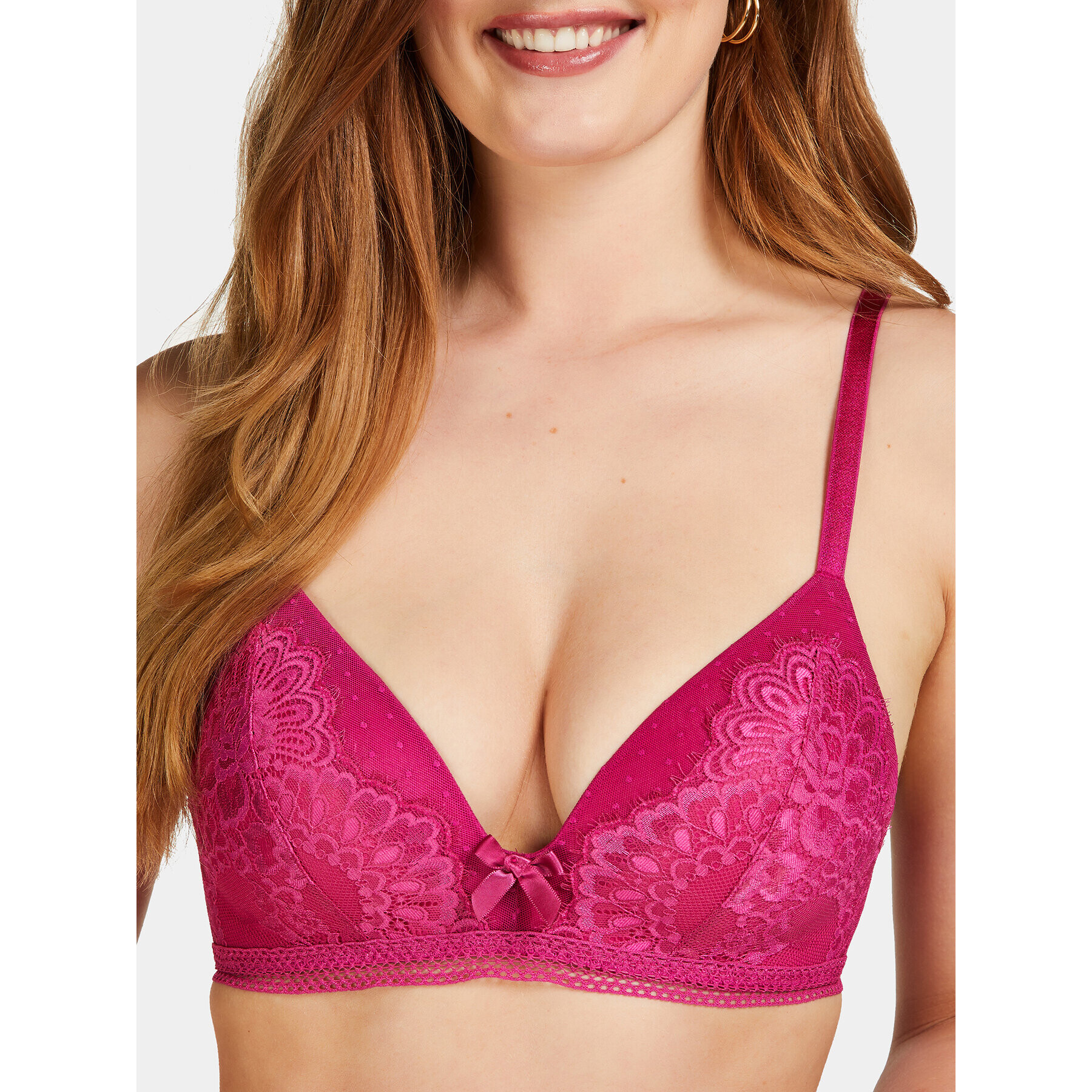 Hunkemöller Nedrček brez kosti Bessie Non Wired Low D Pu 202655 Roza - Pepit.si