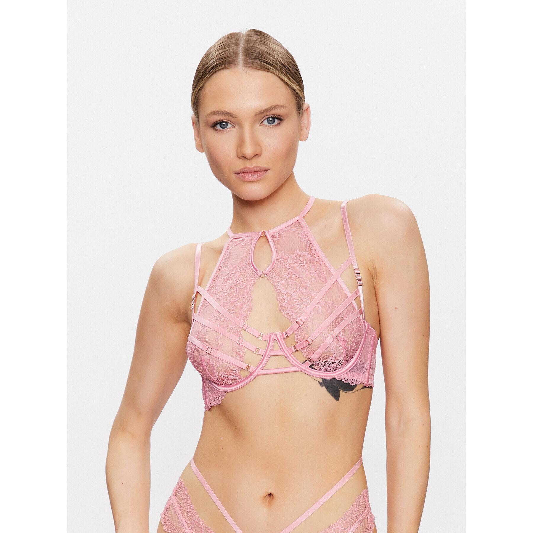 Hunkemöller Nedrček s kostjo Roxanne 201009 Roza - Pepit.si