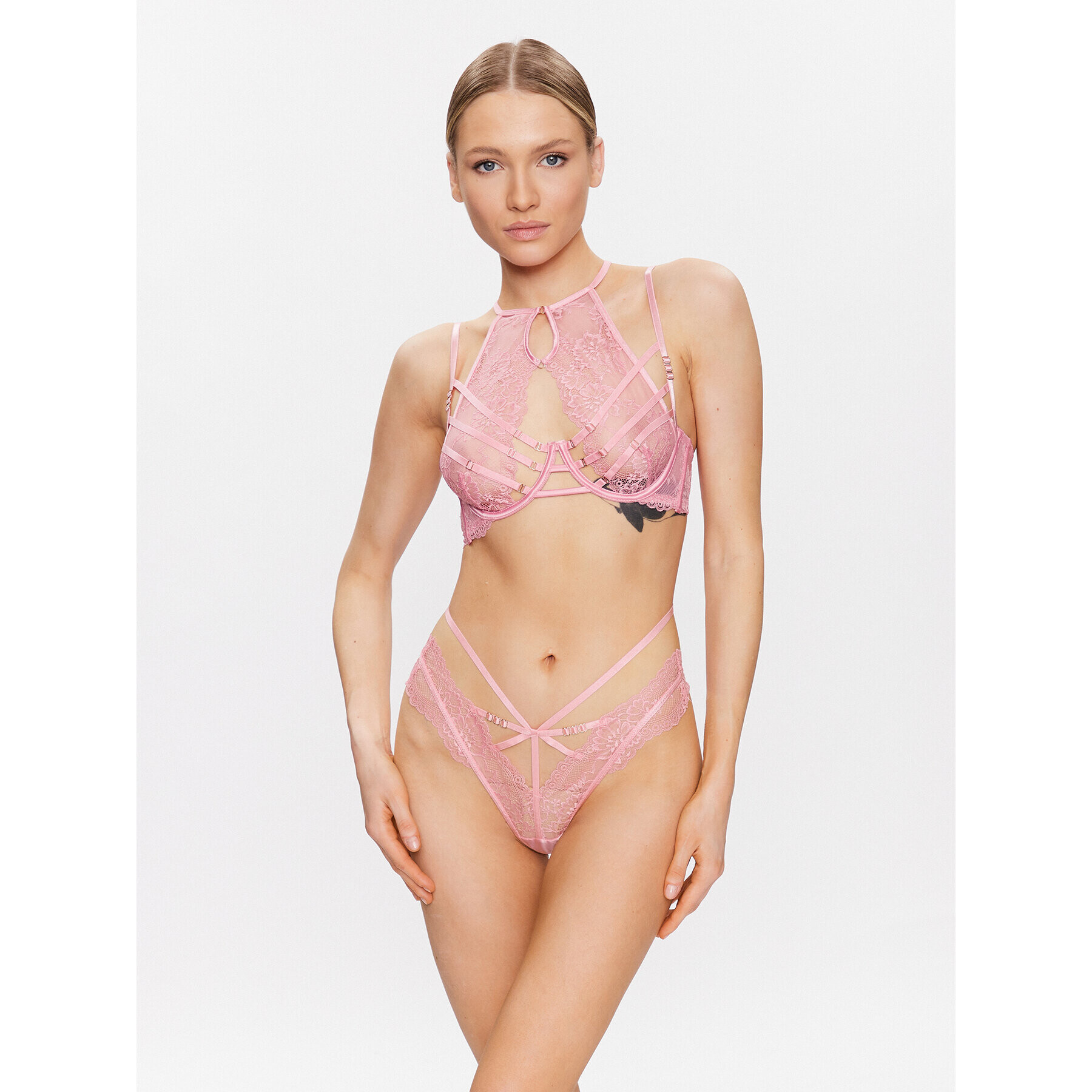 Hunkemöller Nedrček s kostjo Roxanne 201009 Roza - Pepit.si